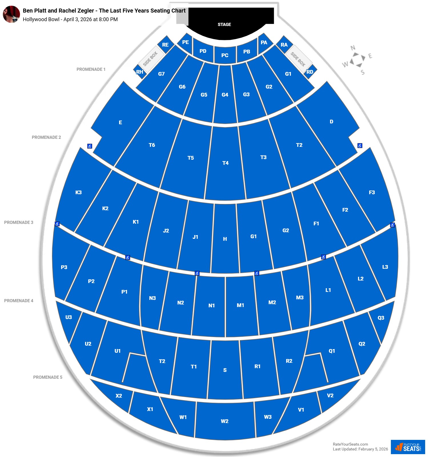 Ben Platt and Rachel Zegler - The Last Five Years seating chart Hollywood Bowl
