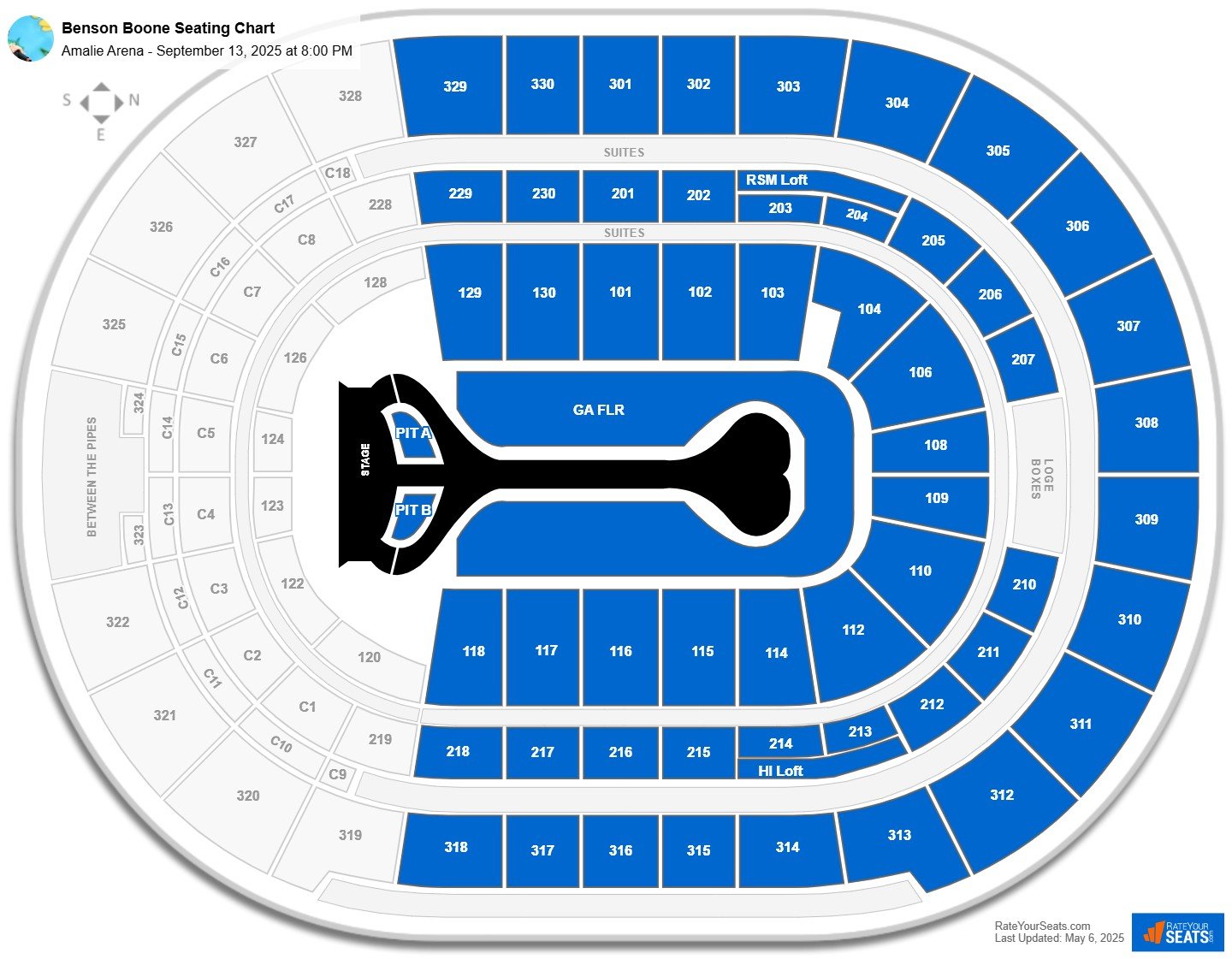 Benson Boone seating chart Amalie Arena