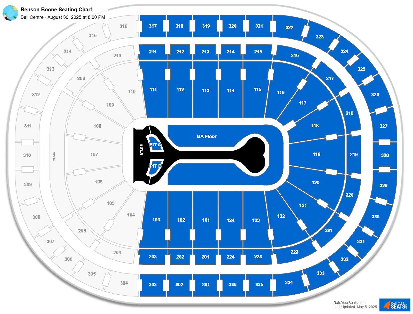 Benson Boone seating chart Bell Centre