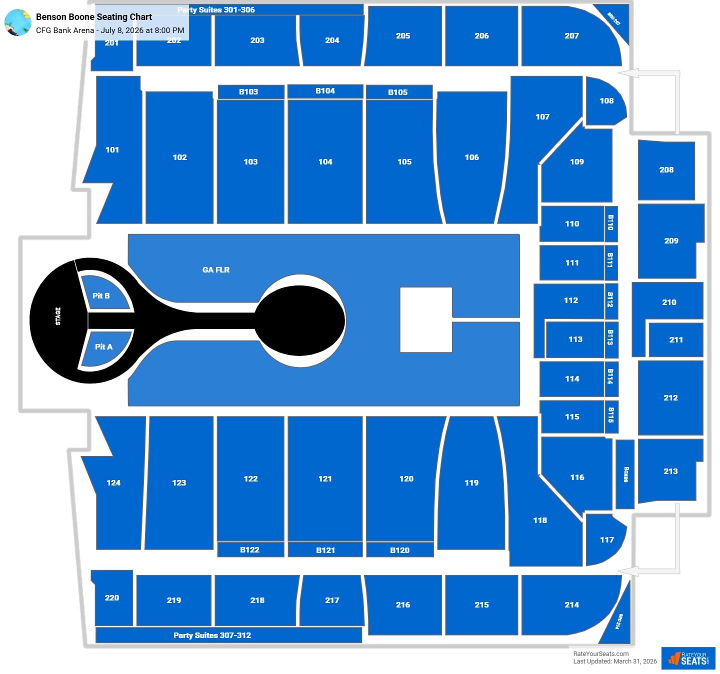 Benson Boone seating chart CFG Bank Arena