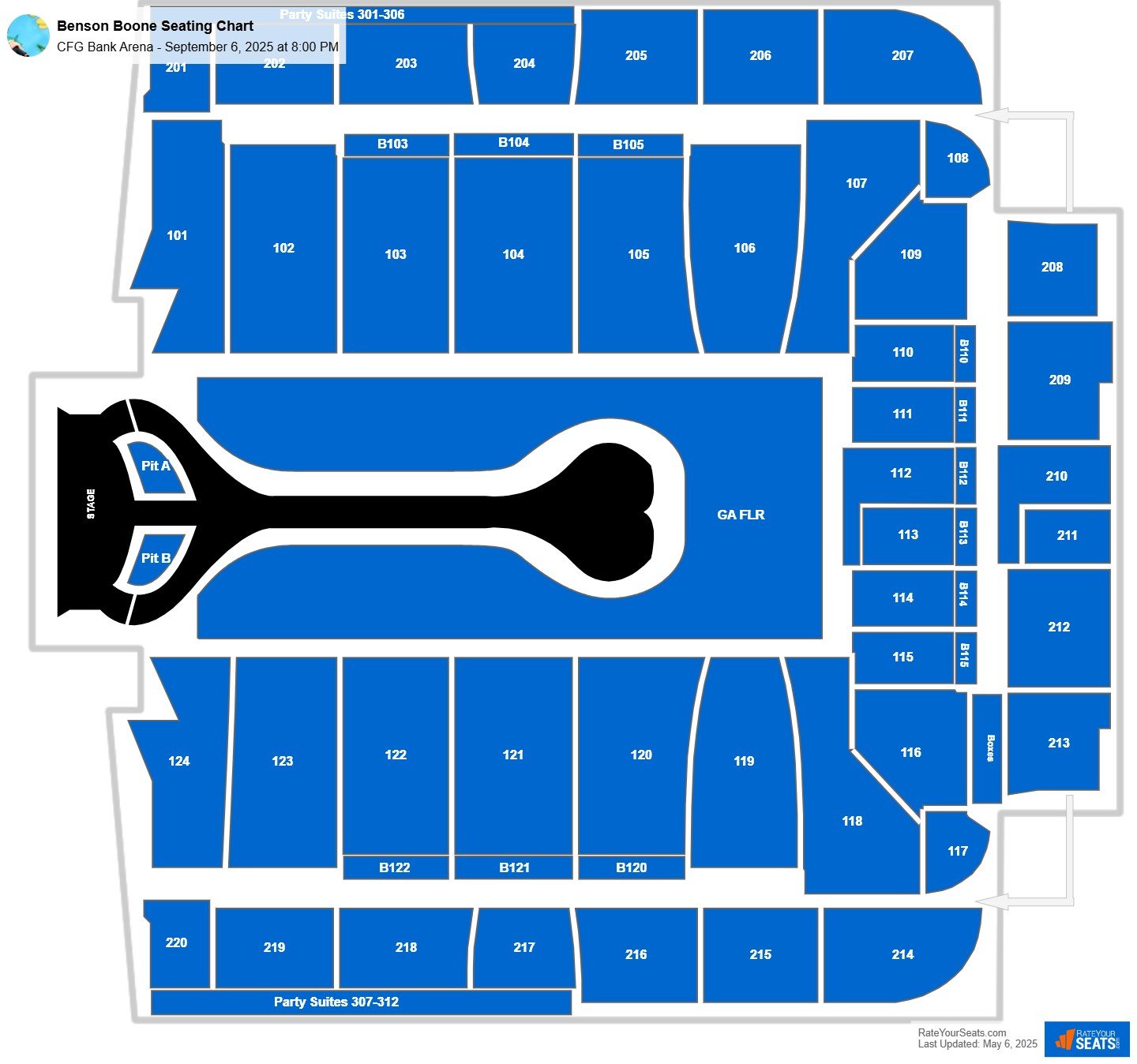 Benson Boone seating chart CFG Bank Arena