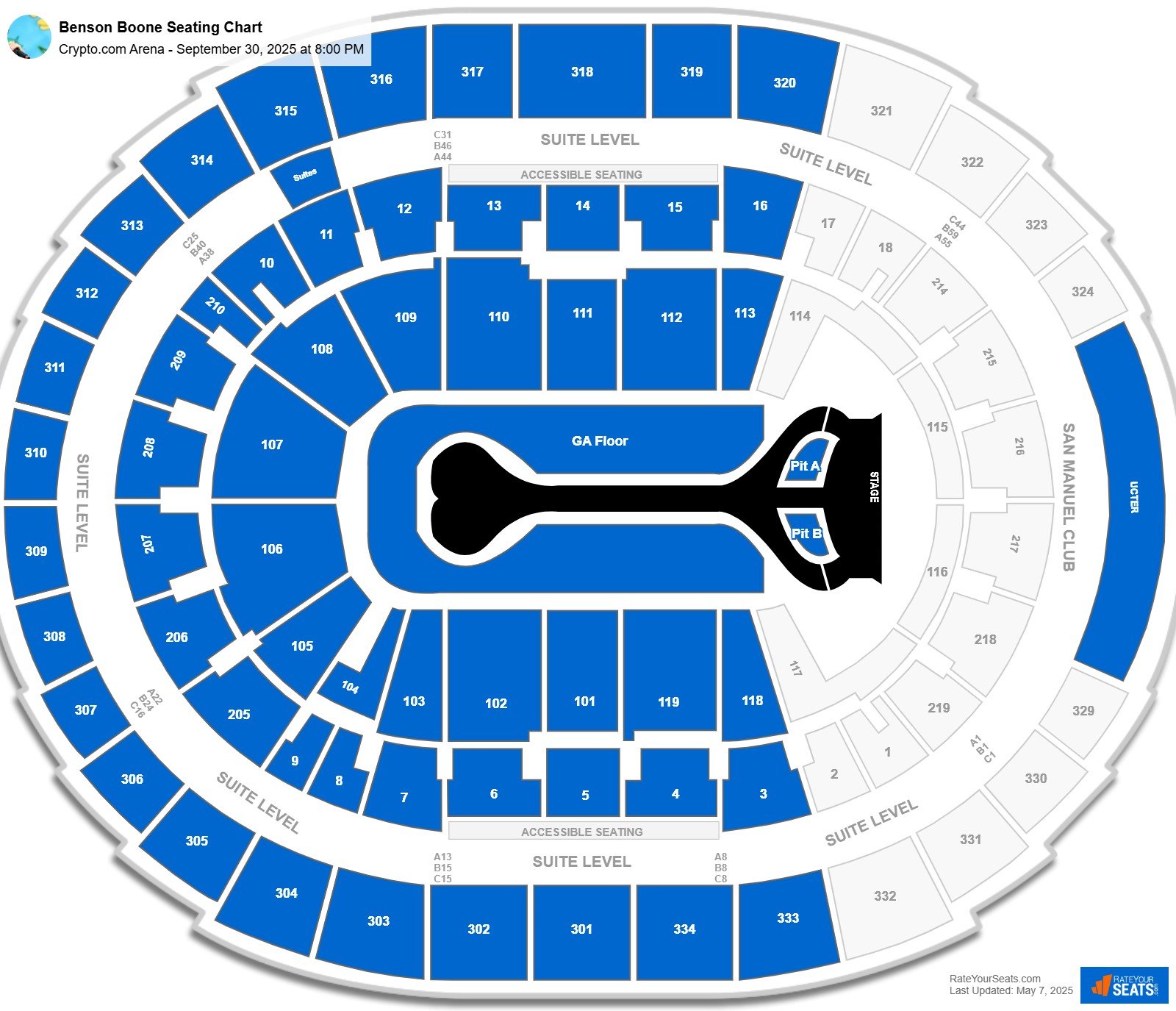 Benson Boone seating chart Crypto.com Arena
