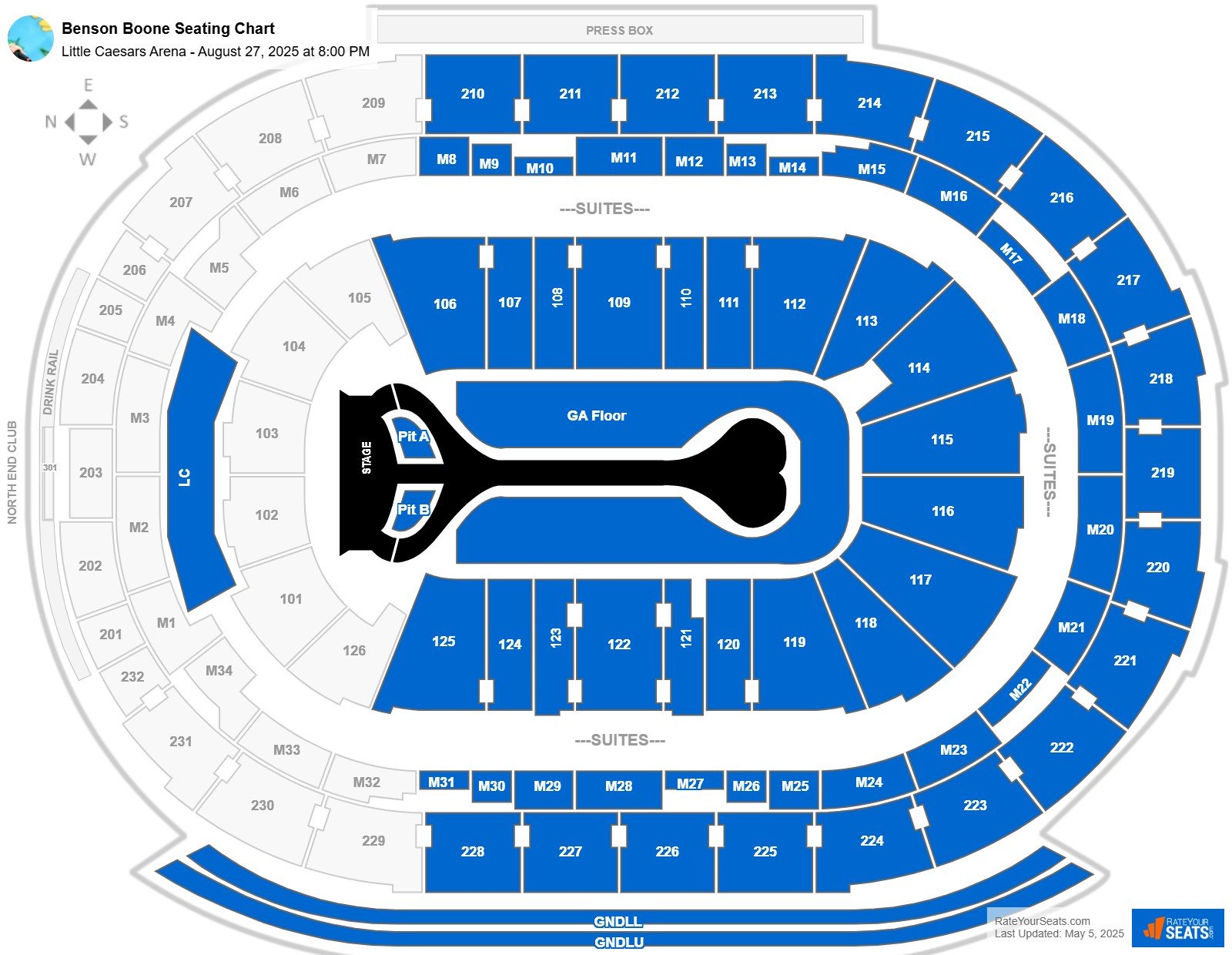 Benson Boone seating chart Little Caesars Arena