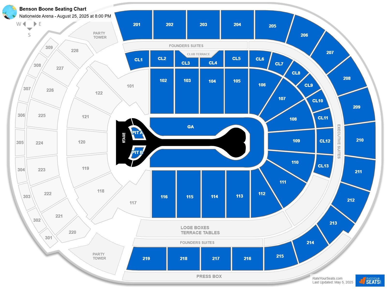 Benson Boone seating chart Nationwide Arena