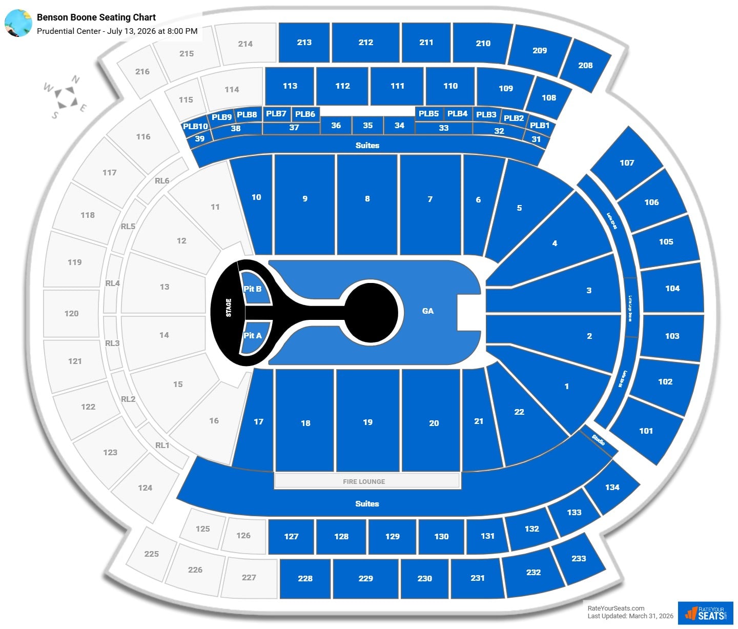 Benson Boone seating chart Prudential Center