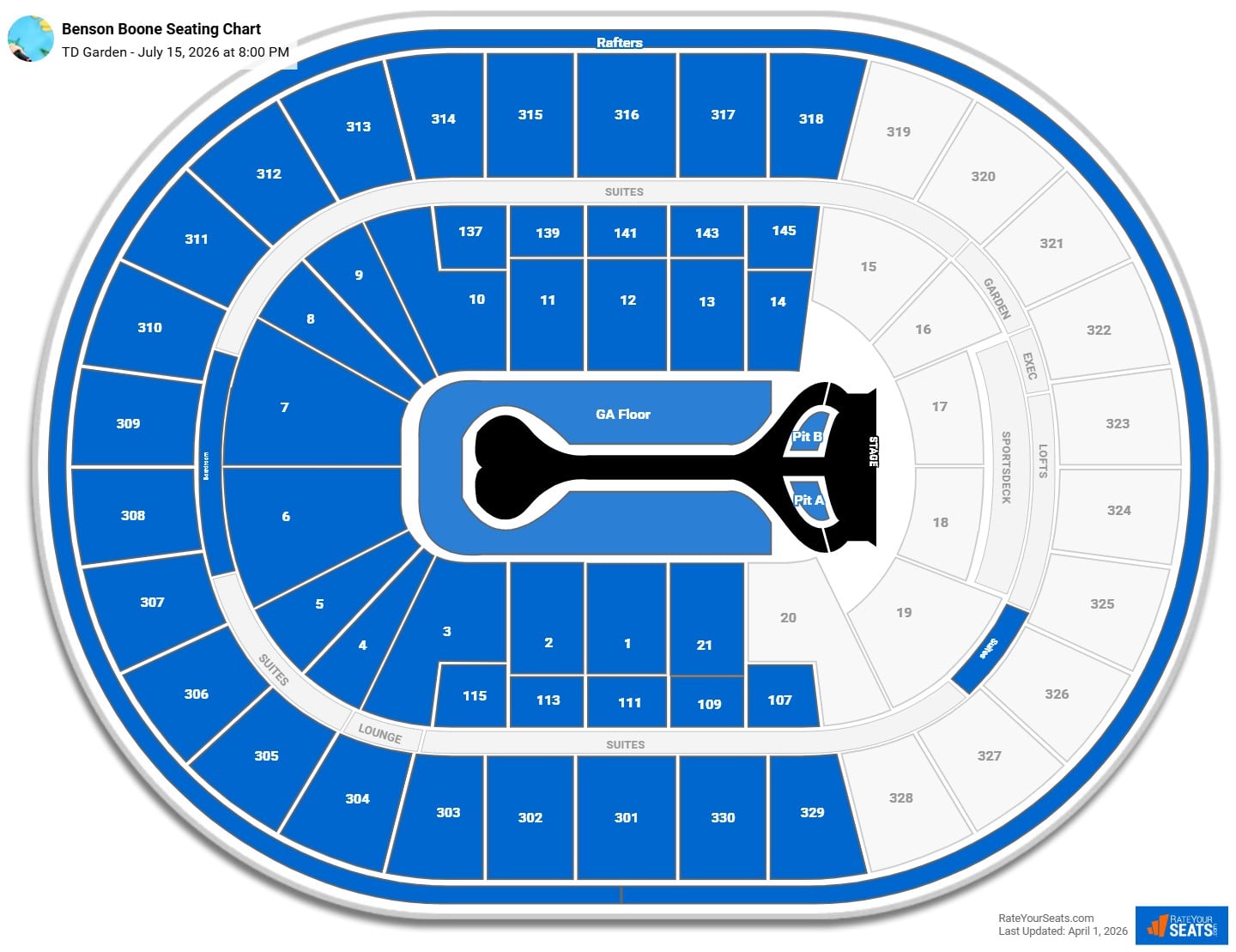 Benson Boone seating chart TD Garden