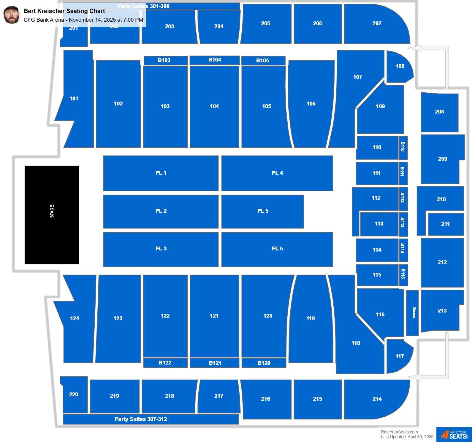 Bert Kreischer seating chart CFG Bank Arena