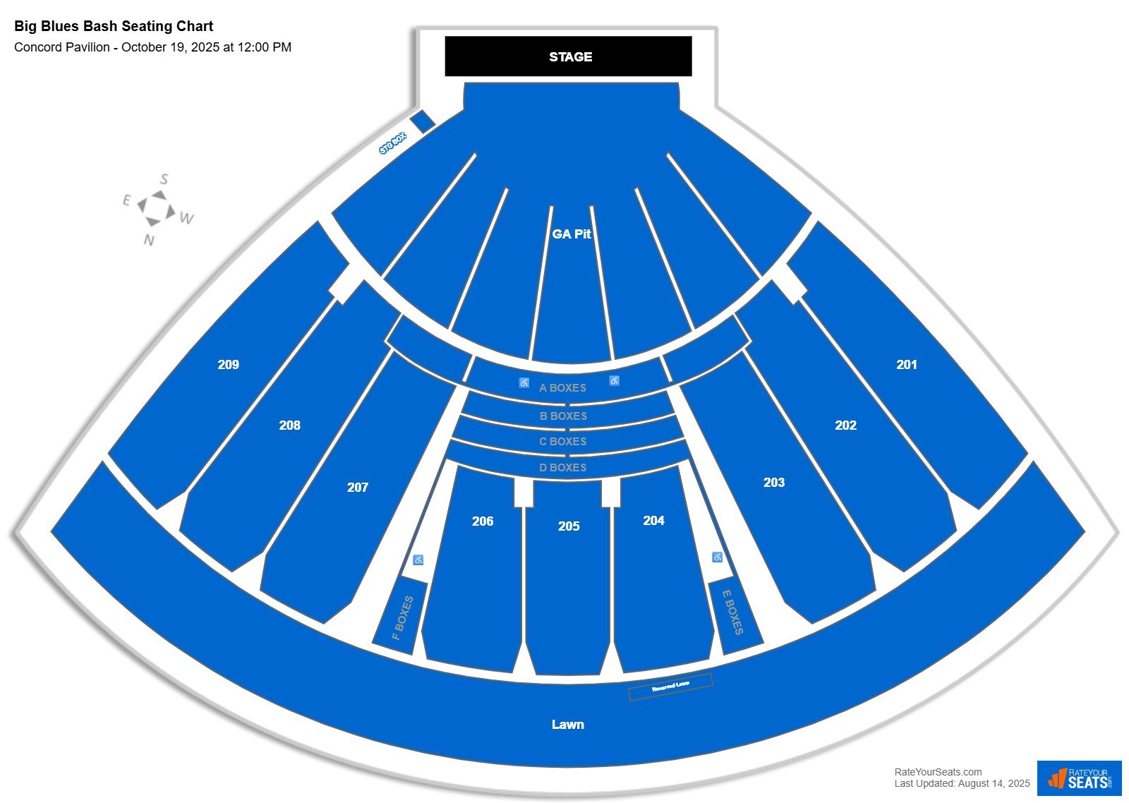 Big Blues Bash seating chart Concord Pavilion