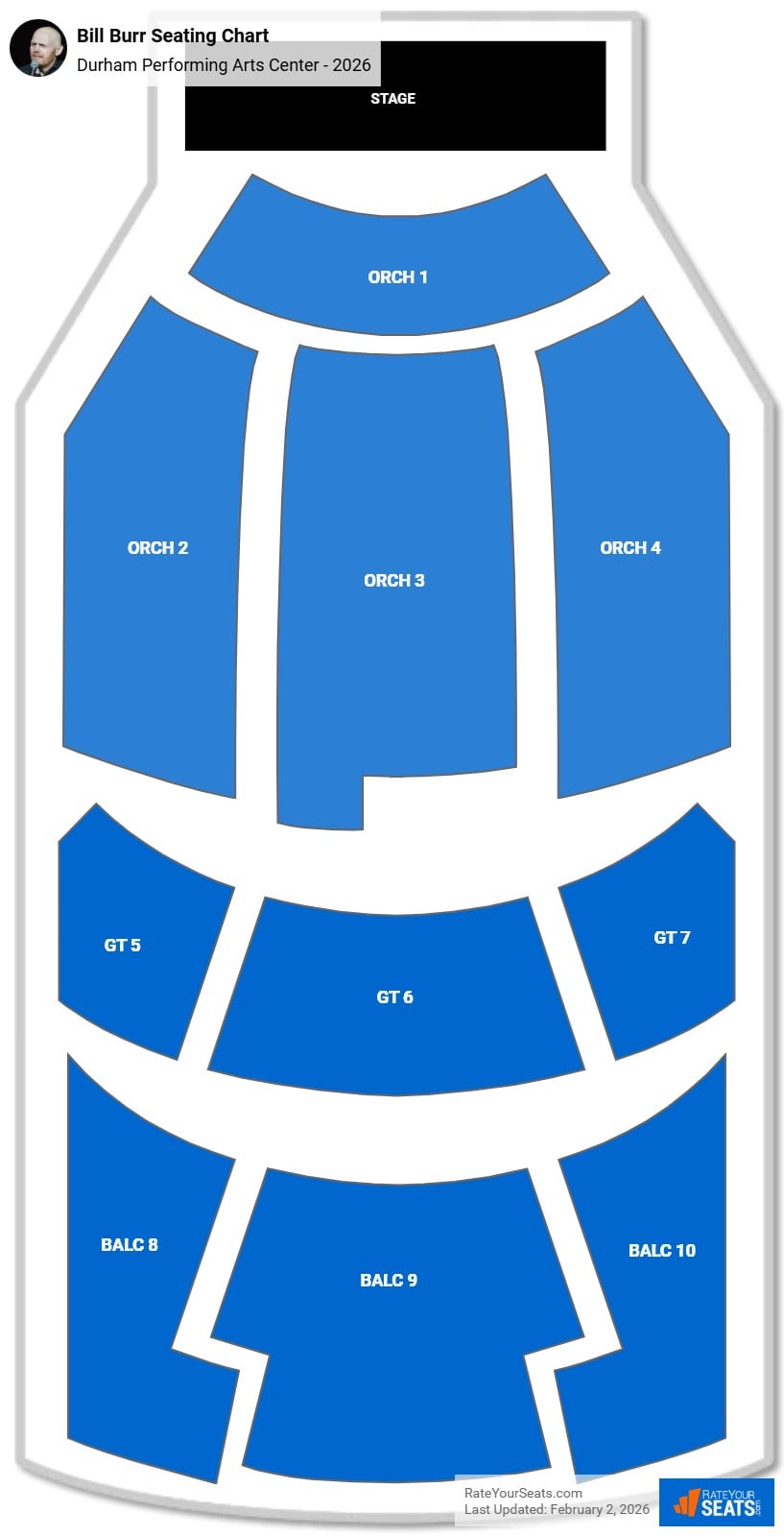 Bill Burr seating chart Durham Performing Arts Center