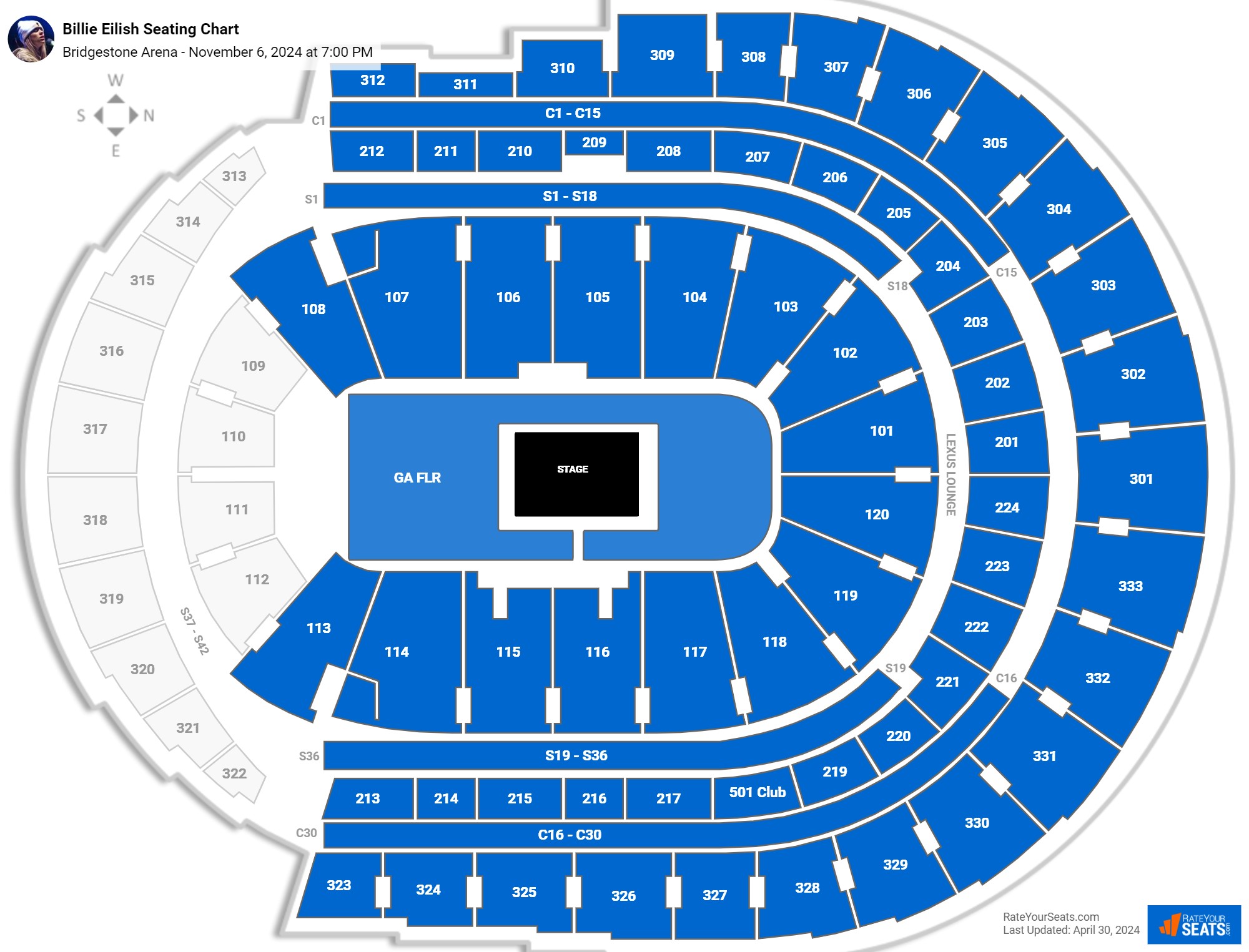 Bridgestone Arena Concert Seating Chart - RateYourSeats.com