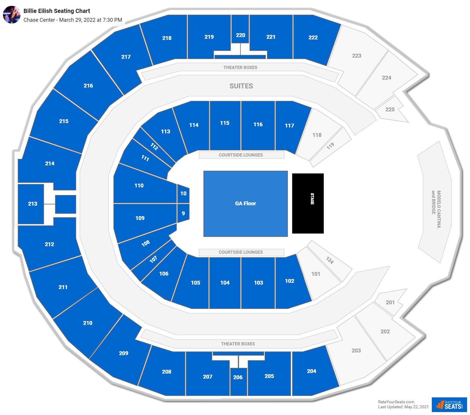 Chase Center Seating Charts for Concerts