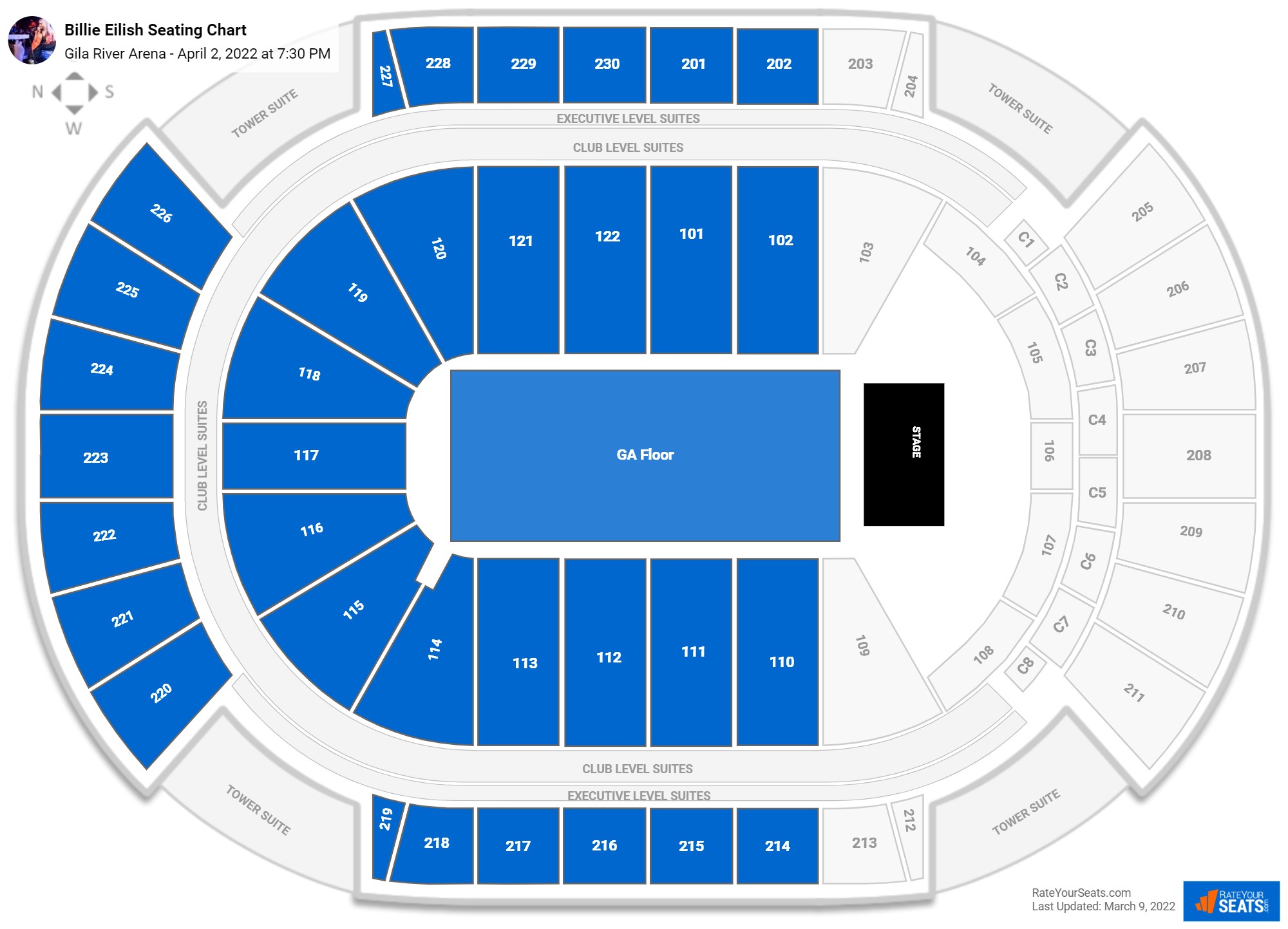 Gila River Arena Seating Charts for Concerts