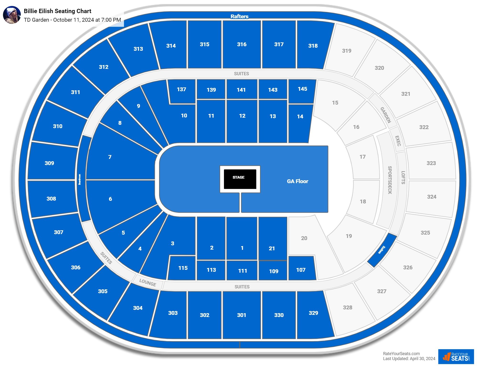 TD Garden Concert Seating Chart - RateYourSeats.com