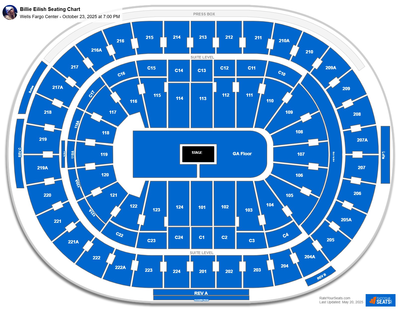 Billie Eilish seating chart Xfinity Mobile Arena