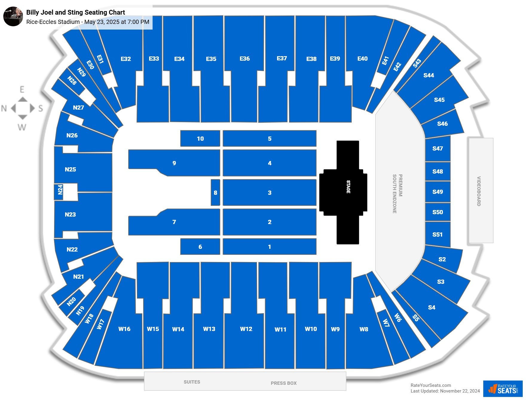 Rice-Eccles Stadium Concert Seating Chart - RateYourSeats.com