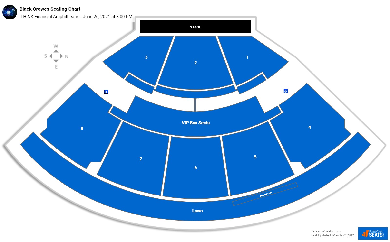 Black Crowes seating chart iTHINK Financial Amphitheatre