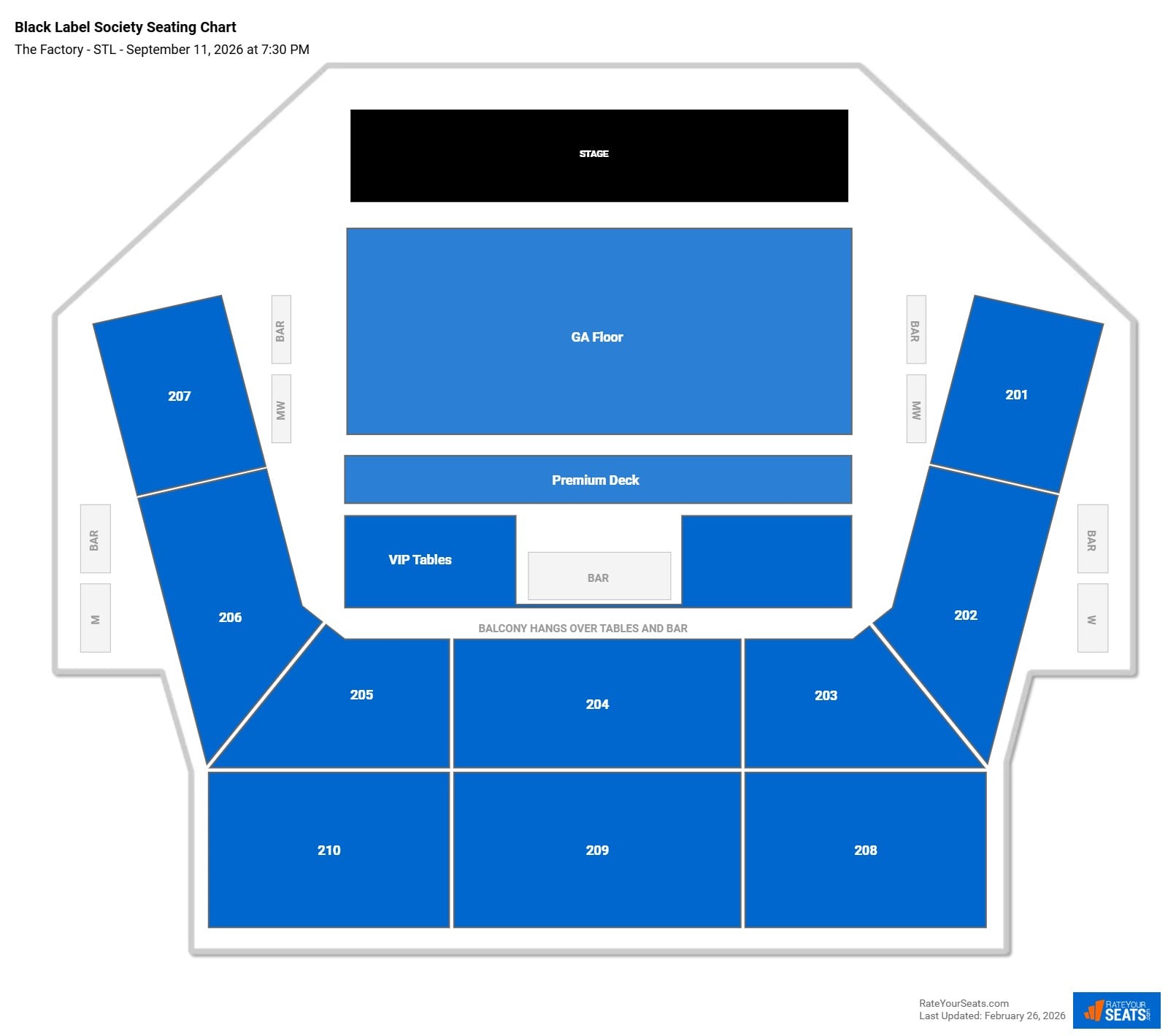 Black Label Society seating chart The Factory - STL