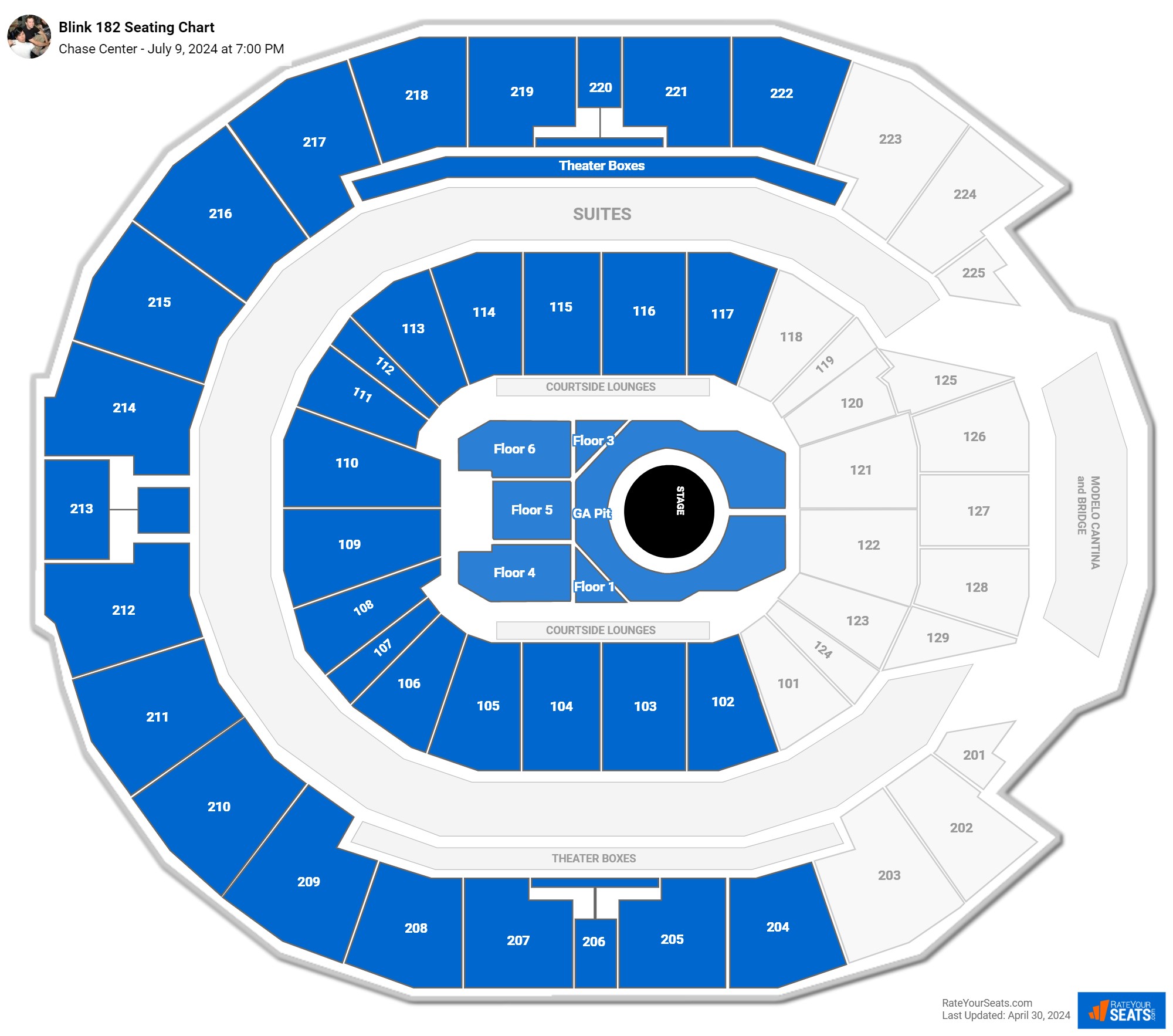 Chase Center Concert Seating Chart - RateYourSeats.com