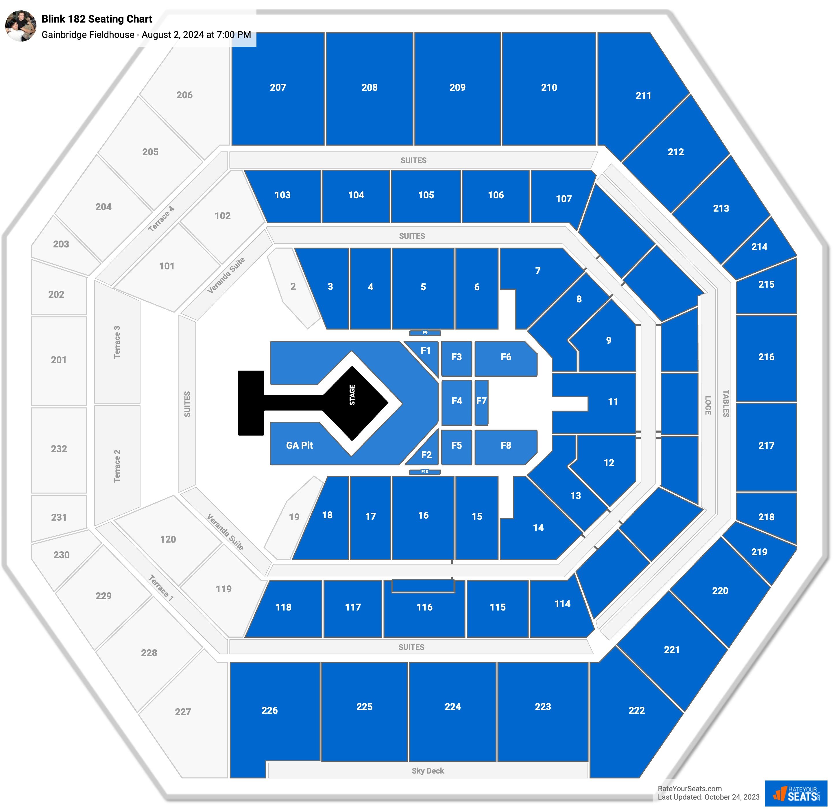 Gainbridge Fieldhouse Concert Seating Chart - RateYourSeats.com