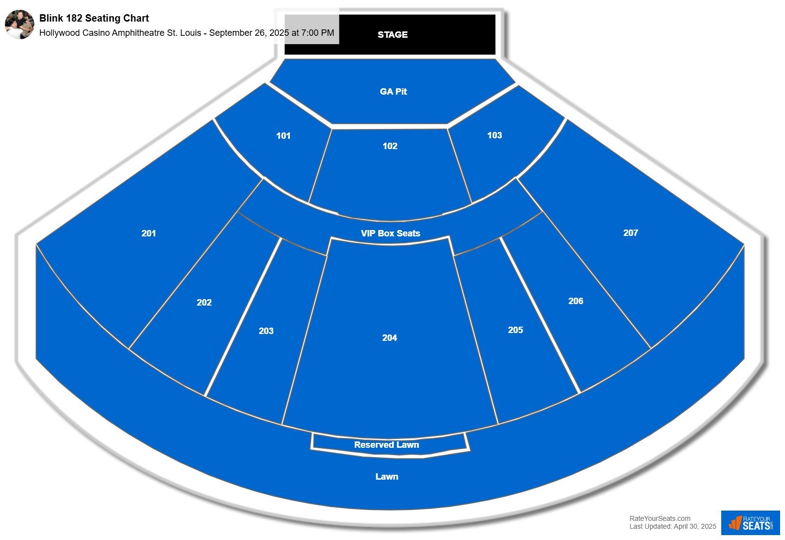 Blink 182 seating chart Hollywood Casino Amphitheatre St. Louis