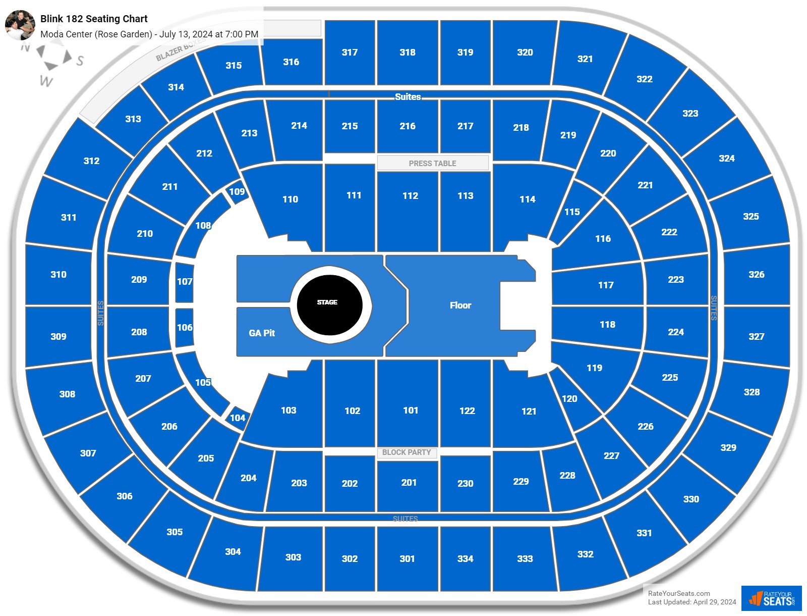 Moda Center Seating Chart Concert With Rows | Cabinets Matttroy