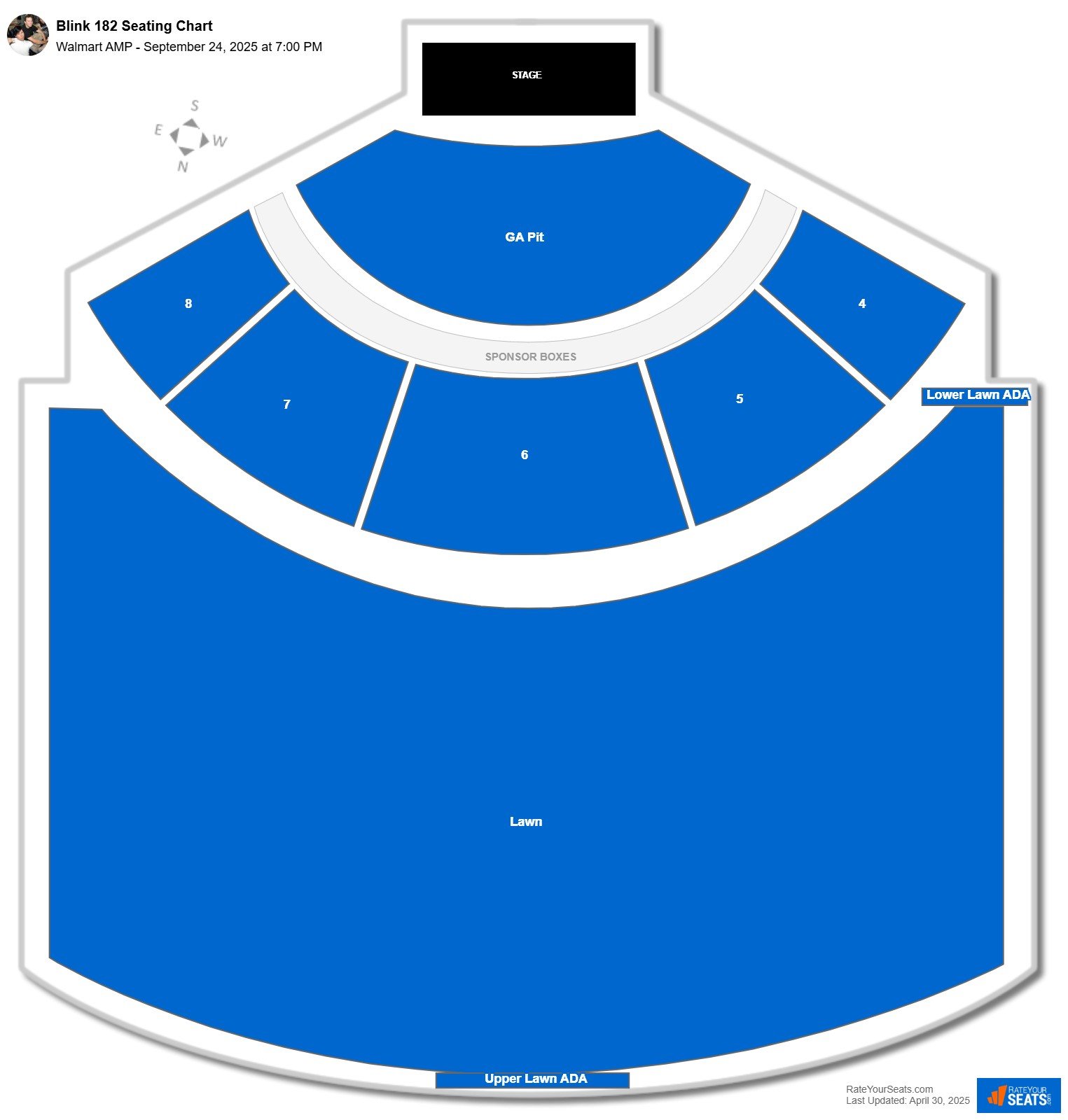 Blink 182 seating chart Walmart AMP
