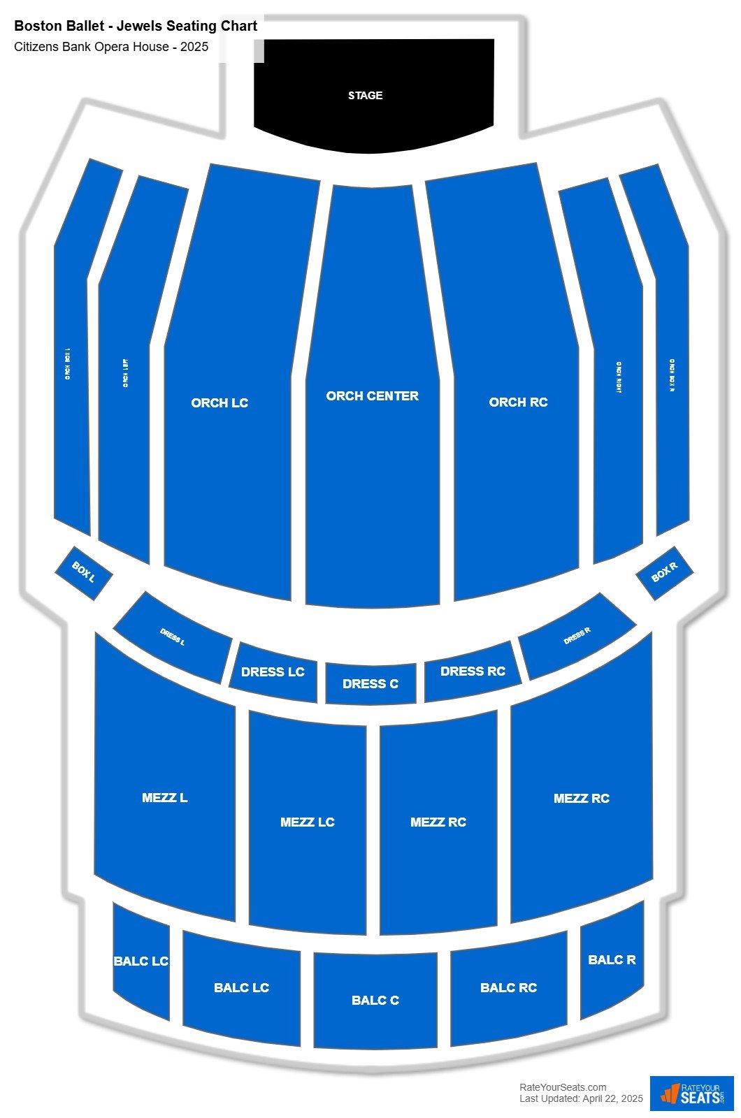 Boston Ballet - Jewels seating chart Citizens Bank Opera House