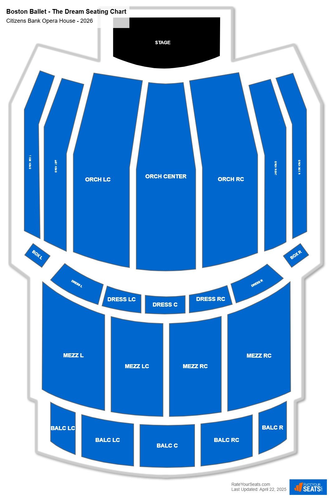 Boston Ballet - The Dream seating chart Citizens Bank Opera House