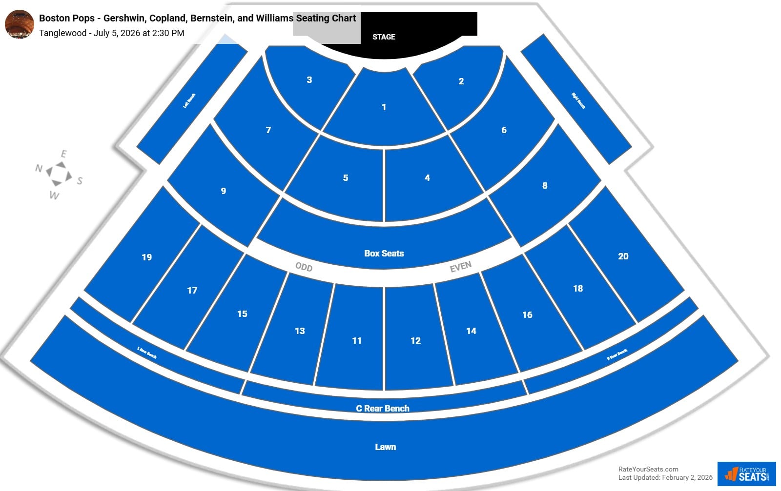 Boston Pops - Gershwin, Copland, Bernstein, and Williams seating chart Tanglewood