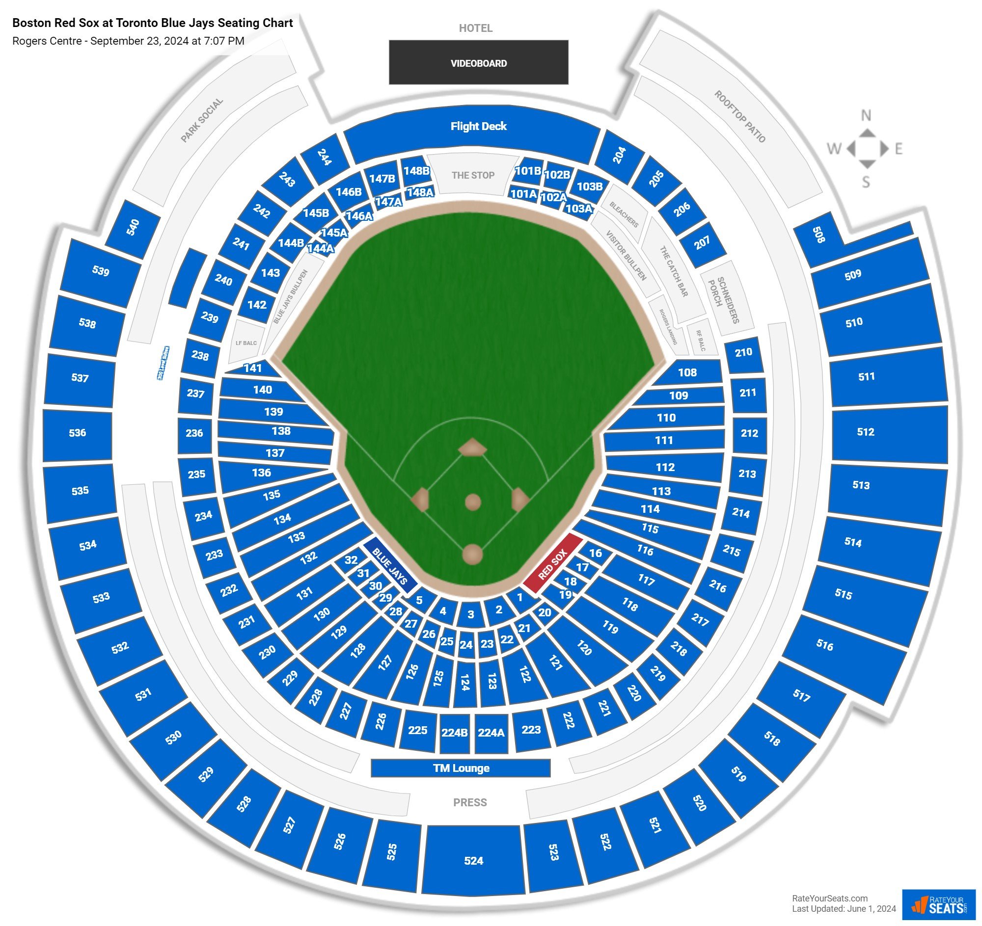 Boston Red Sox at Toronto Blue Jays seating chart Rogers Centre