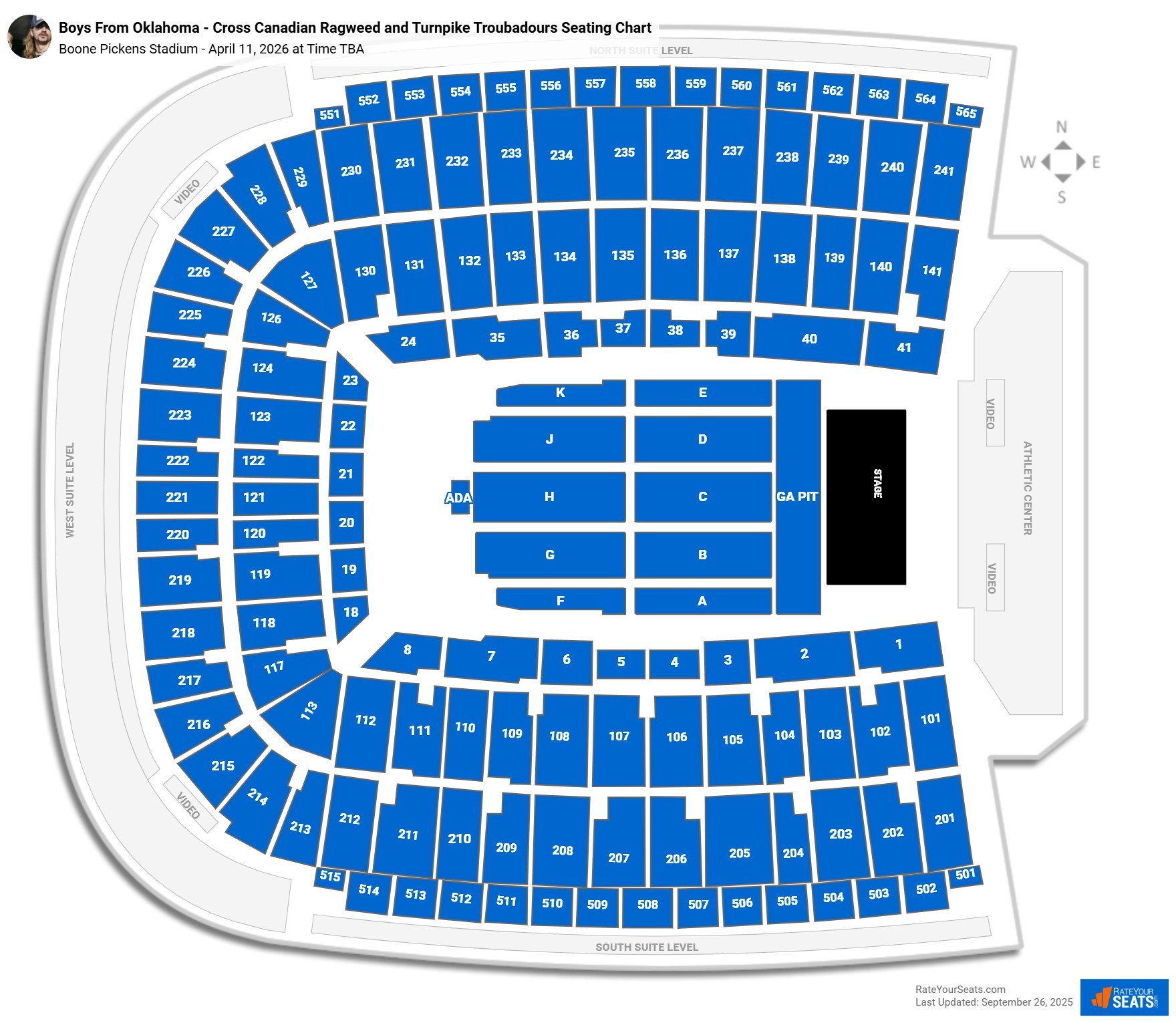 Boys From Oklahoma - Cross Canadian Ragweed and Turnpike Troubadours seating chart Boone Pickens Stadium