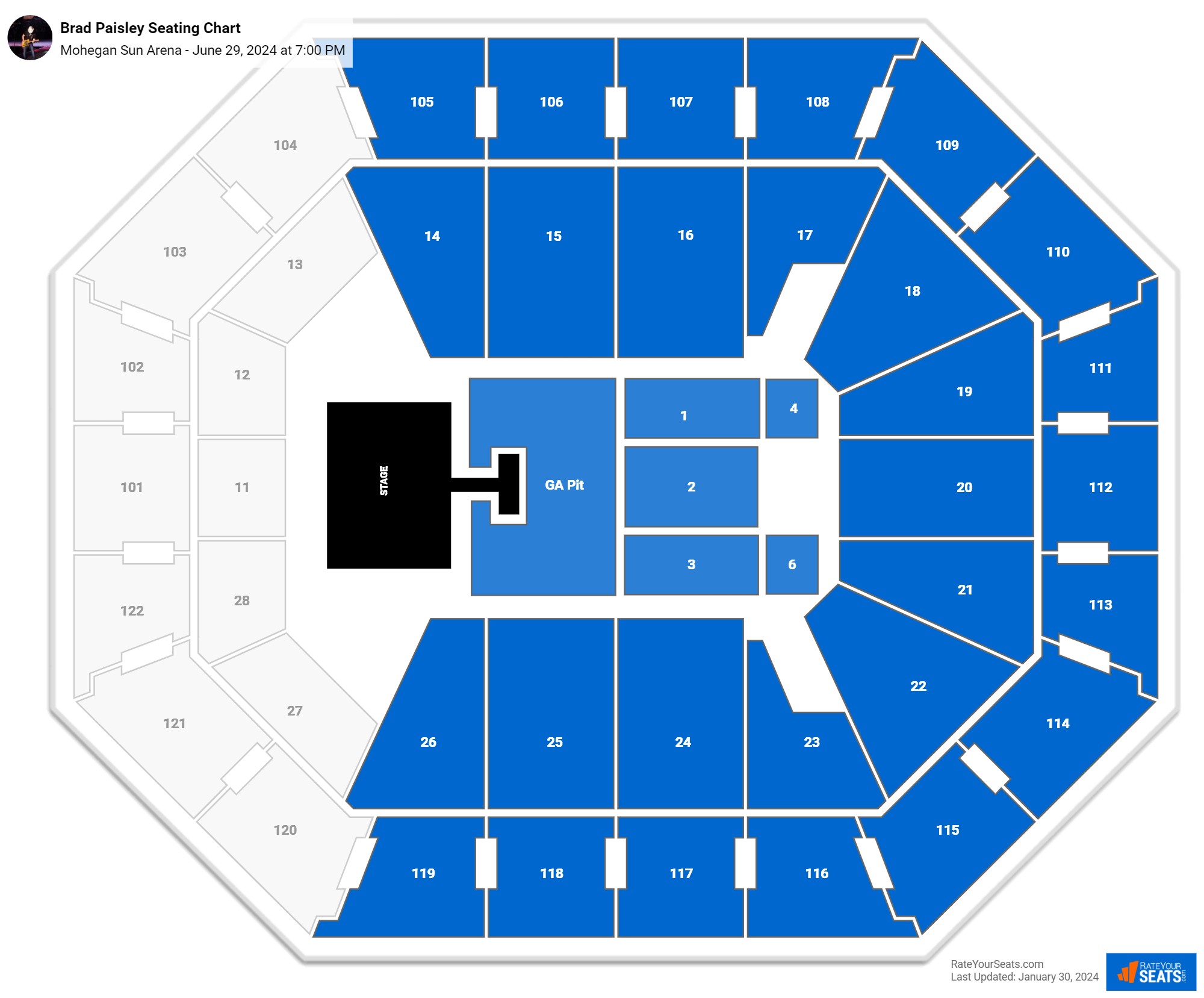 Mohegan Sun Arena Concert Seating Chart - RateYourSeats.com