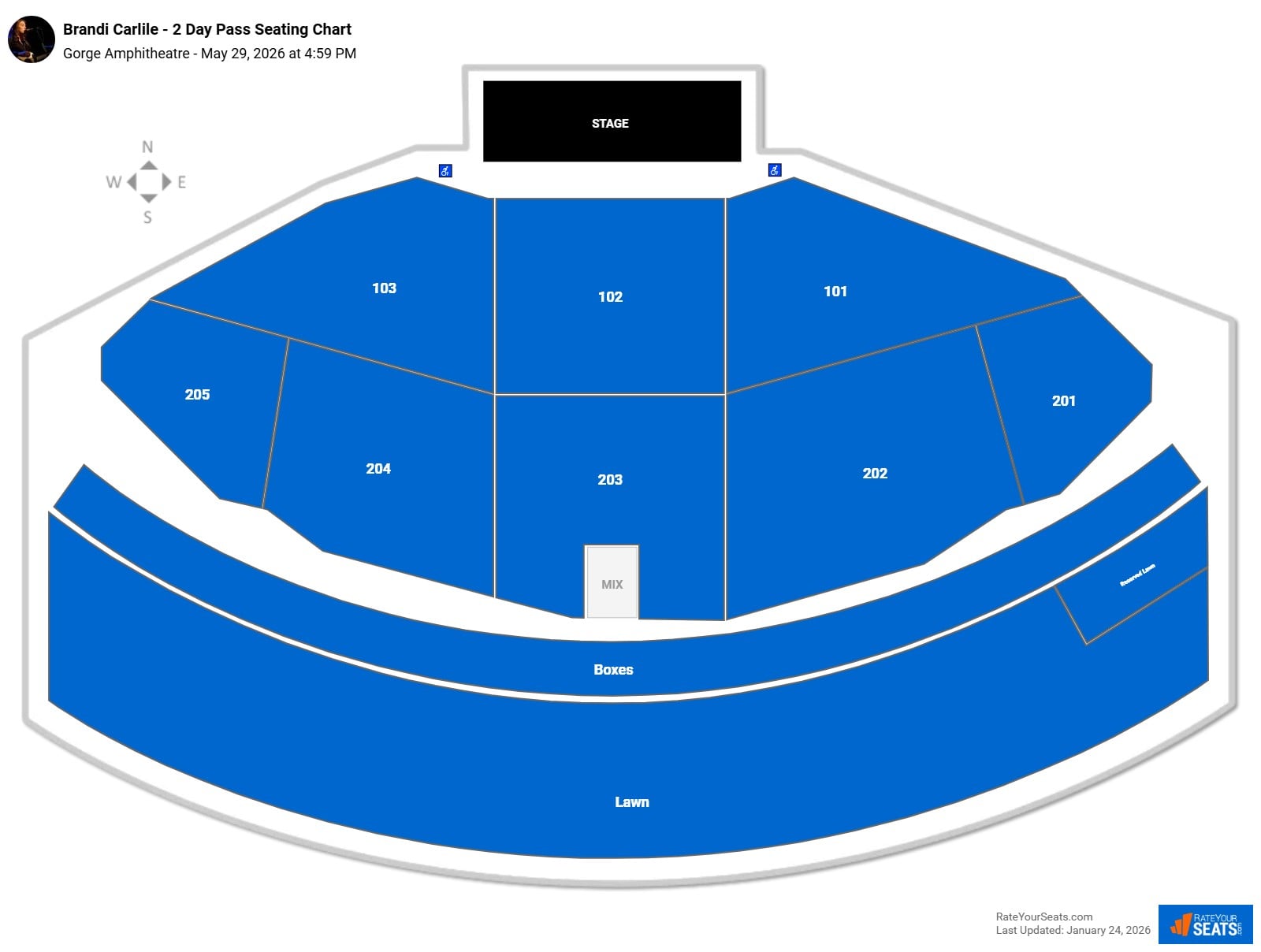 Brandi Carlile - 2 Day Pass seating chart Gorge Amphitheatre