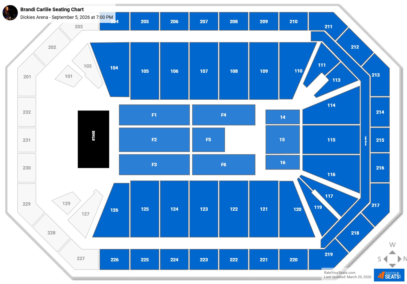 Brandi Carlile seating chart Dickies Arena