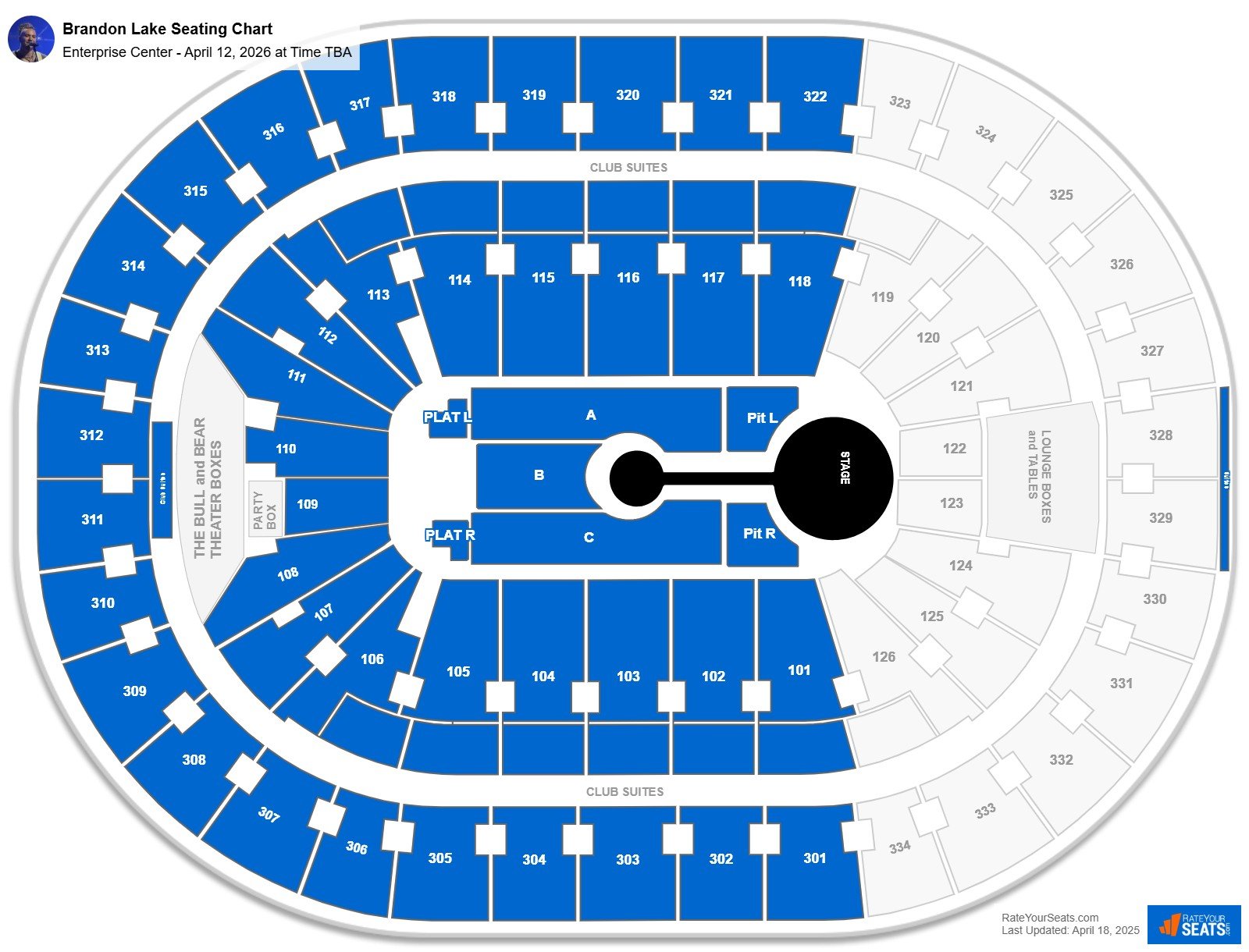 Brandon Lake seating chart Enterprise Center