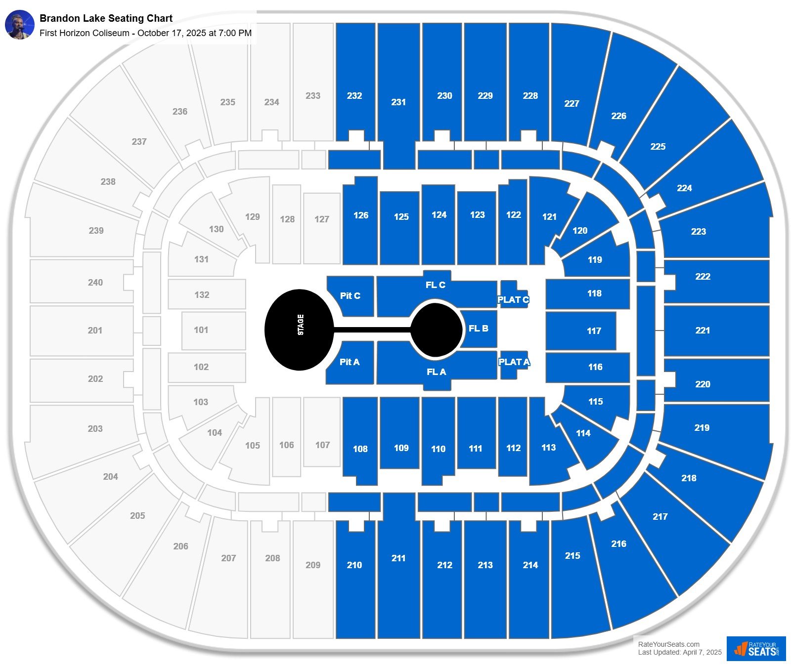 Brandon Lake seating chart First Horizon Coliseum