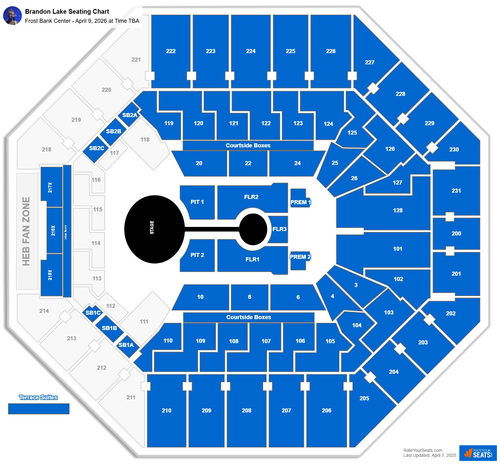Brandon Lake seating chart Frost Bank Center