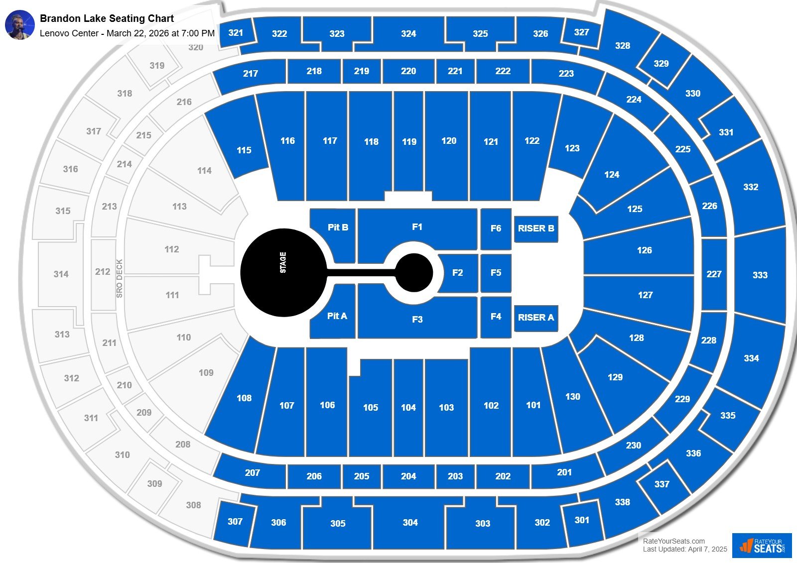 Brandon Lake seating chart Lenovo Center