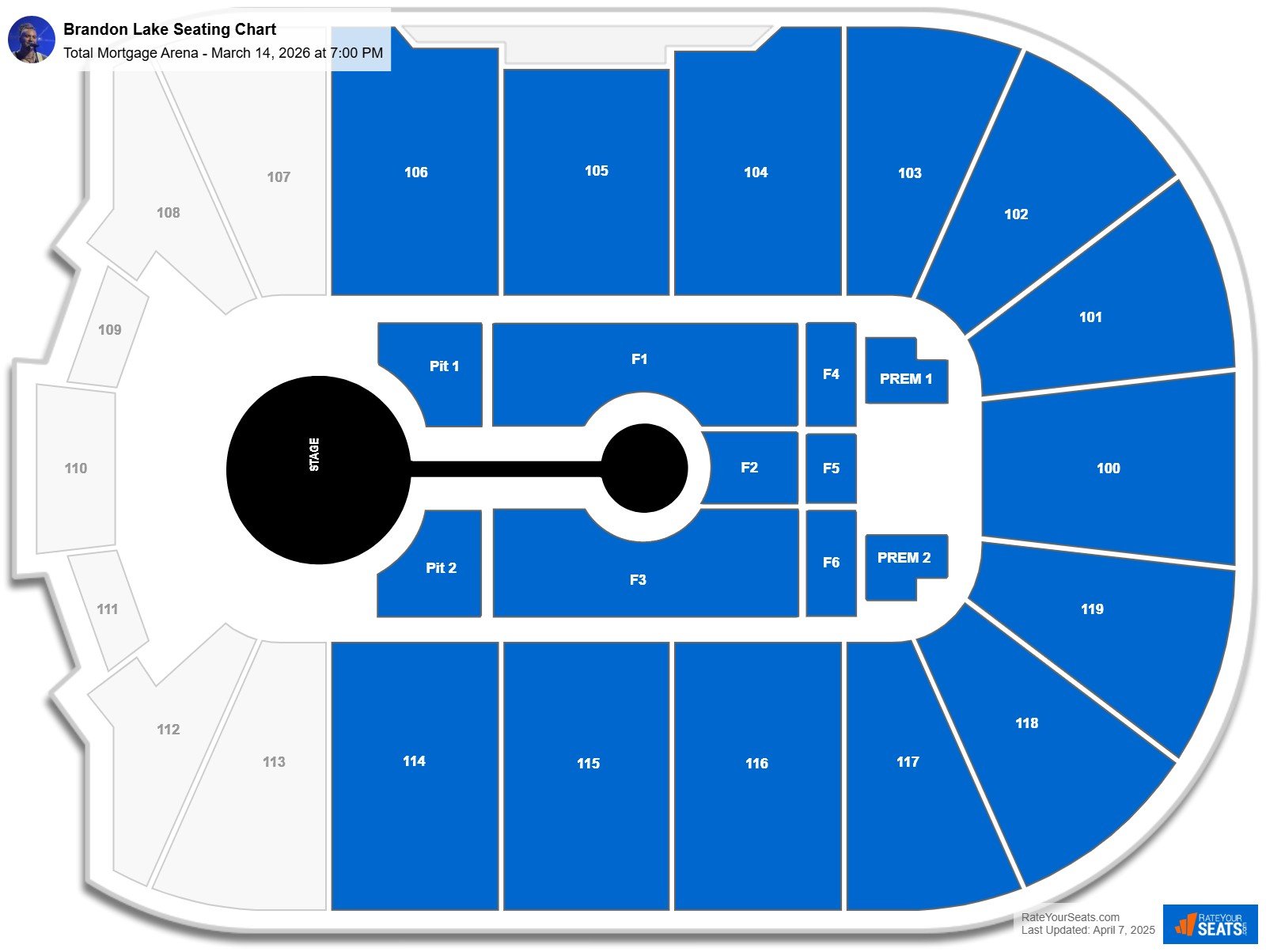 Brandon Lake seating chart Total Mortgage Arena