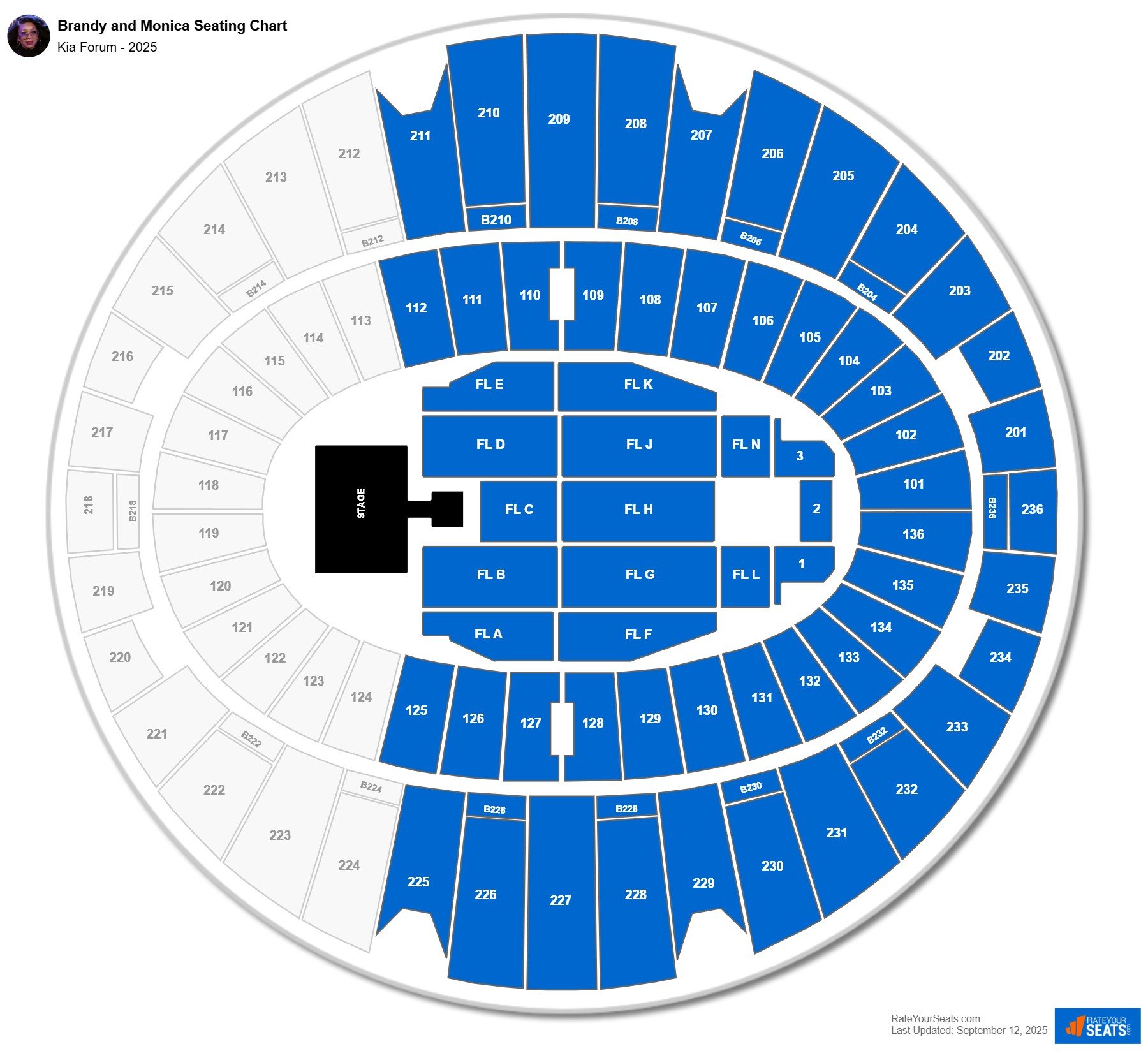 Brandy and Monica seating chart Kia Forum