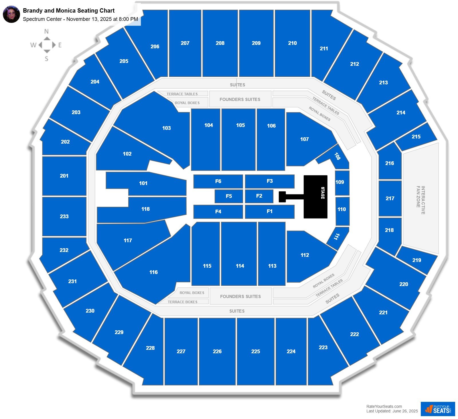 Brandy and Monica seating chart Spectrum Center