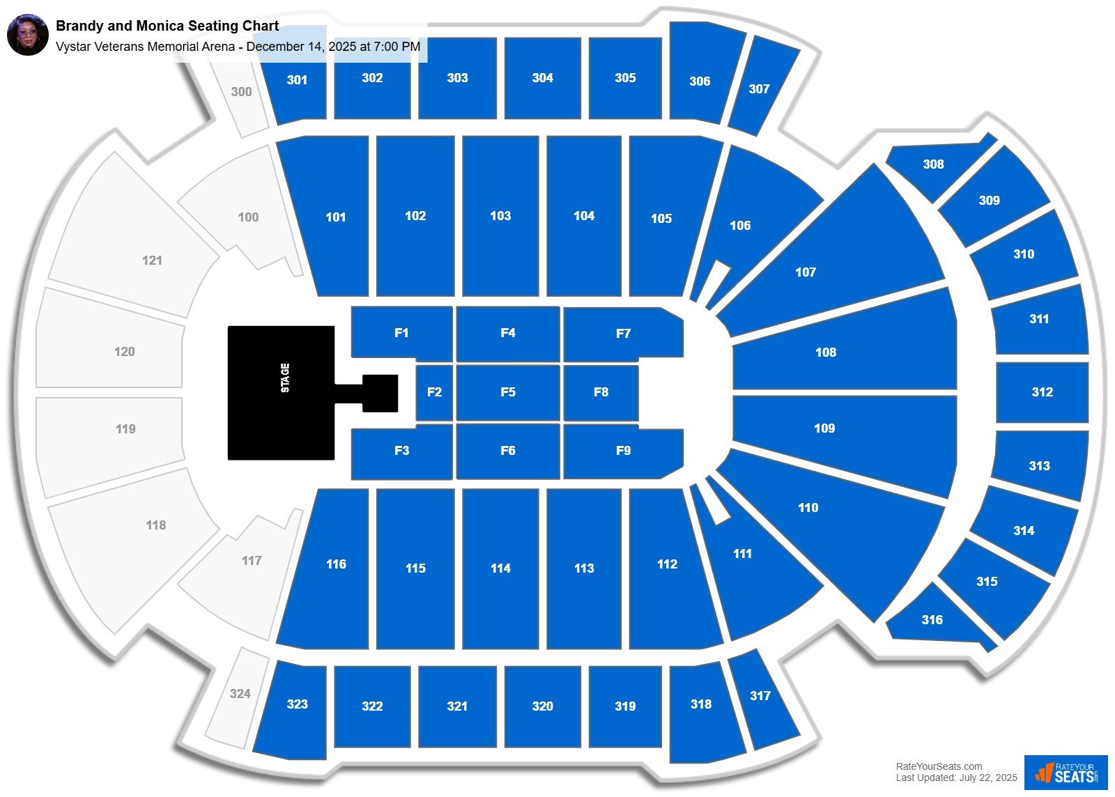 Brandy and Monica seating chart Vystar Veterans Memorial Arena