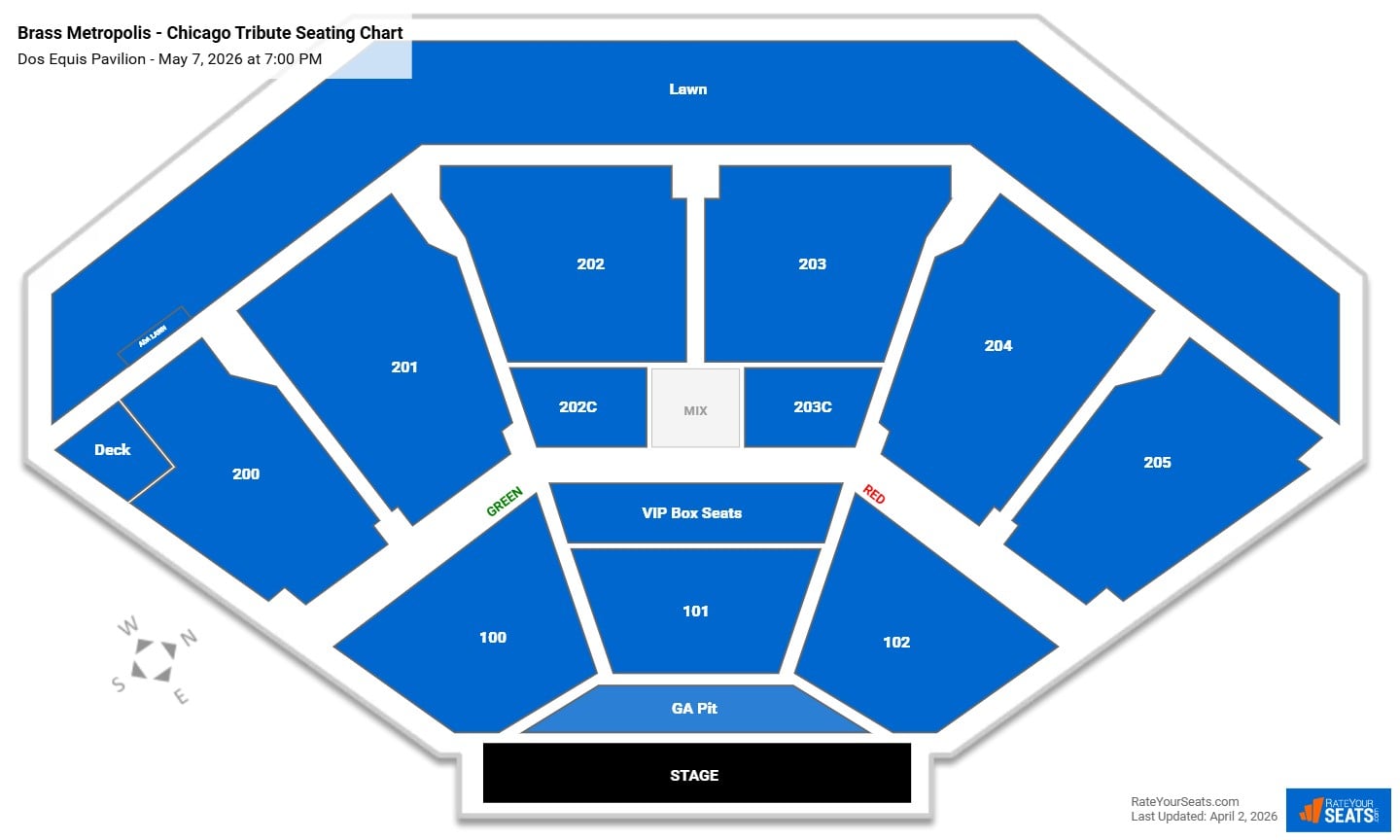 Brass Metropolis - Chicago Tribute seating chart Dos Equis Pavilion