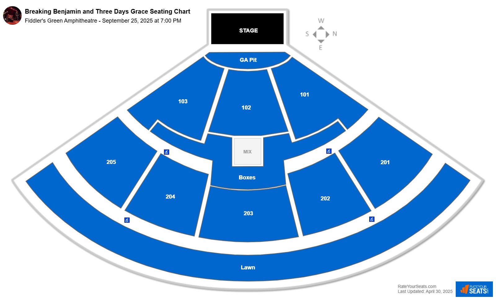 Breaking Benjamin and Three Days Grace seating chart Fiddler