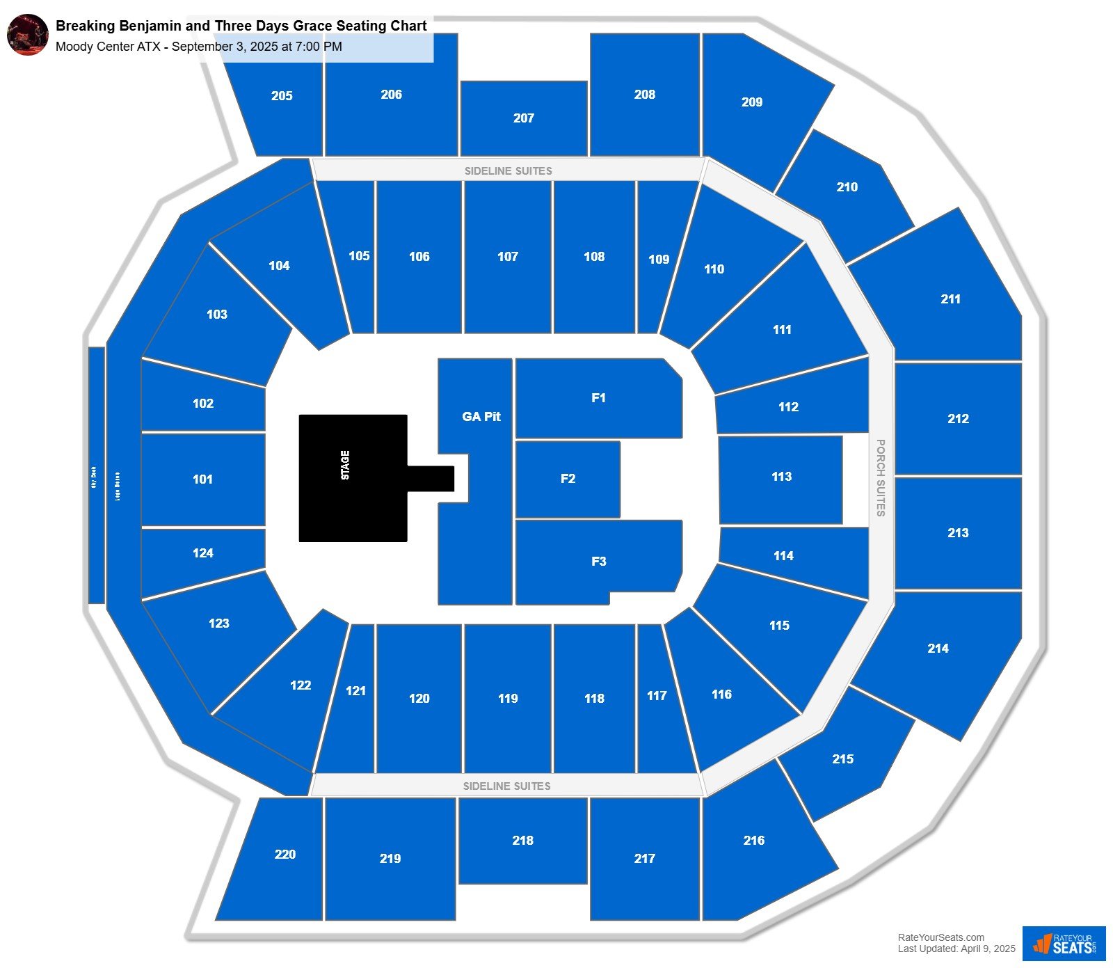 Breaking Benjamin and Three Days Grace seating chart Moody Center ATX