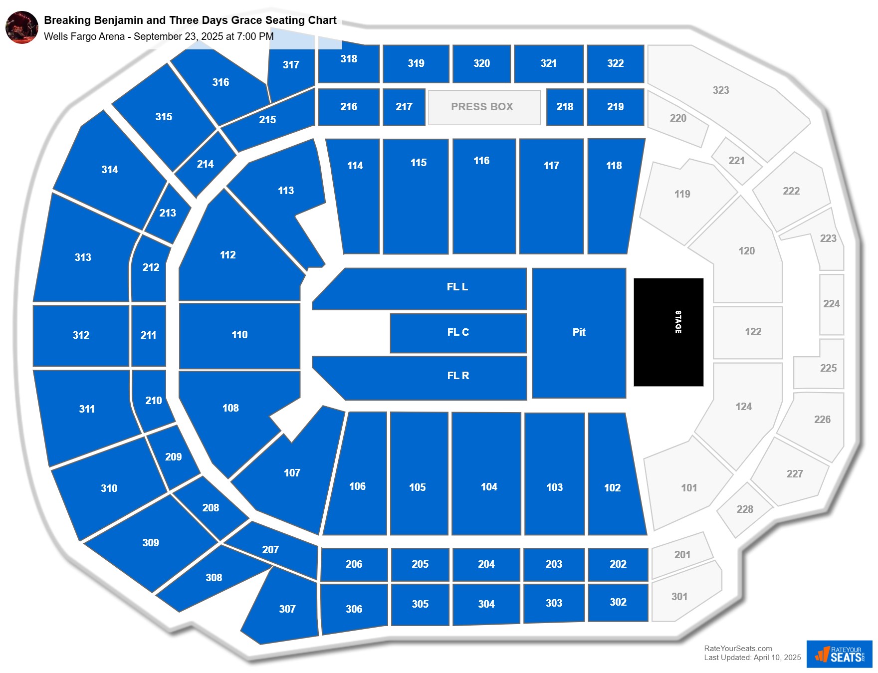 Breaking Benjamin and Three Days Grace seating chart Wells Fargo Arena