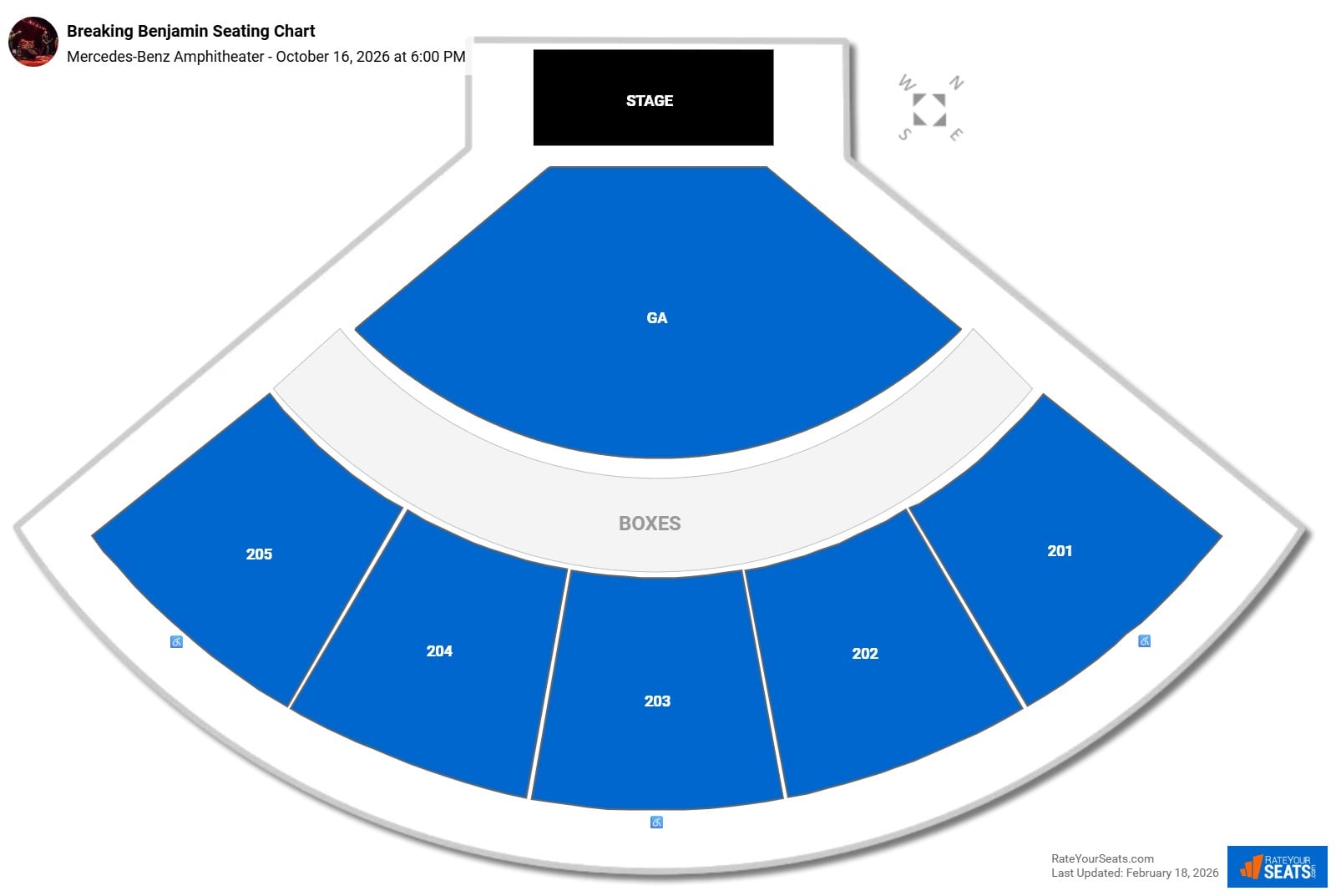 Breaking Benjamin seating chart Mercedes-Benz Amphitheater