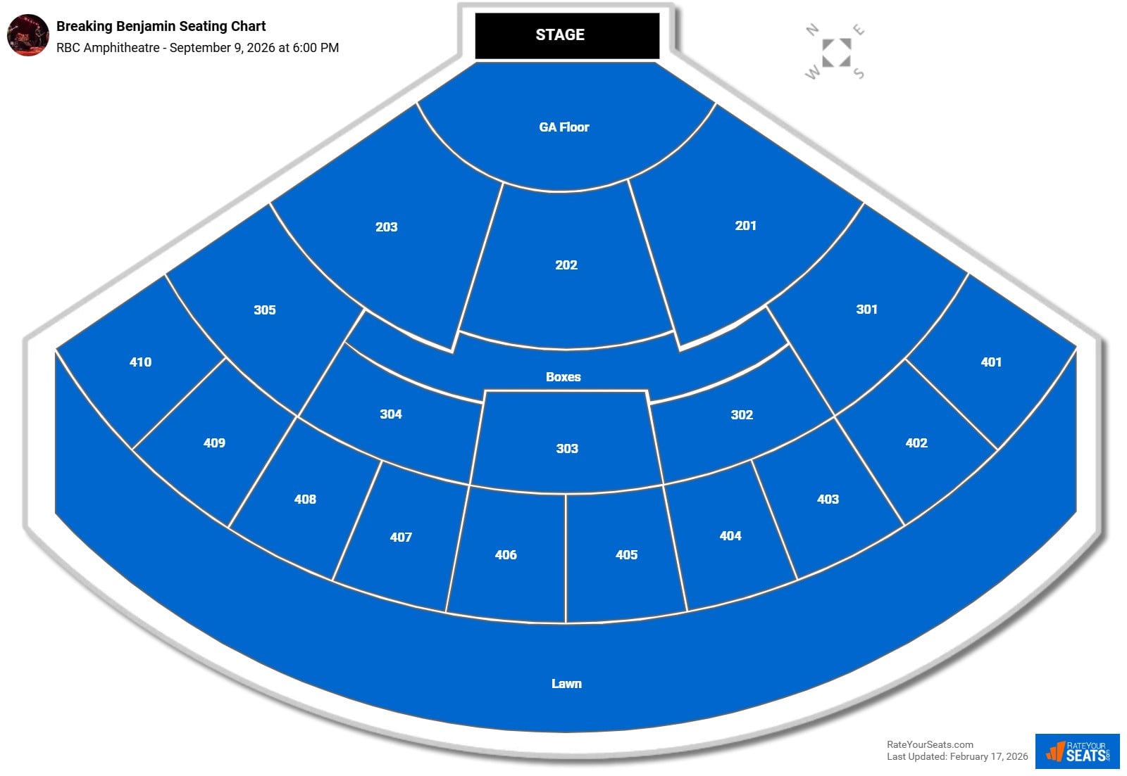 Breaking Benjamin seating chart RBC Amphitheatre