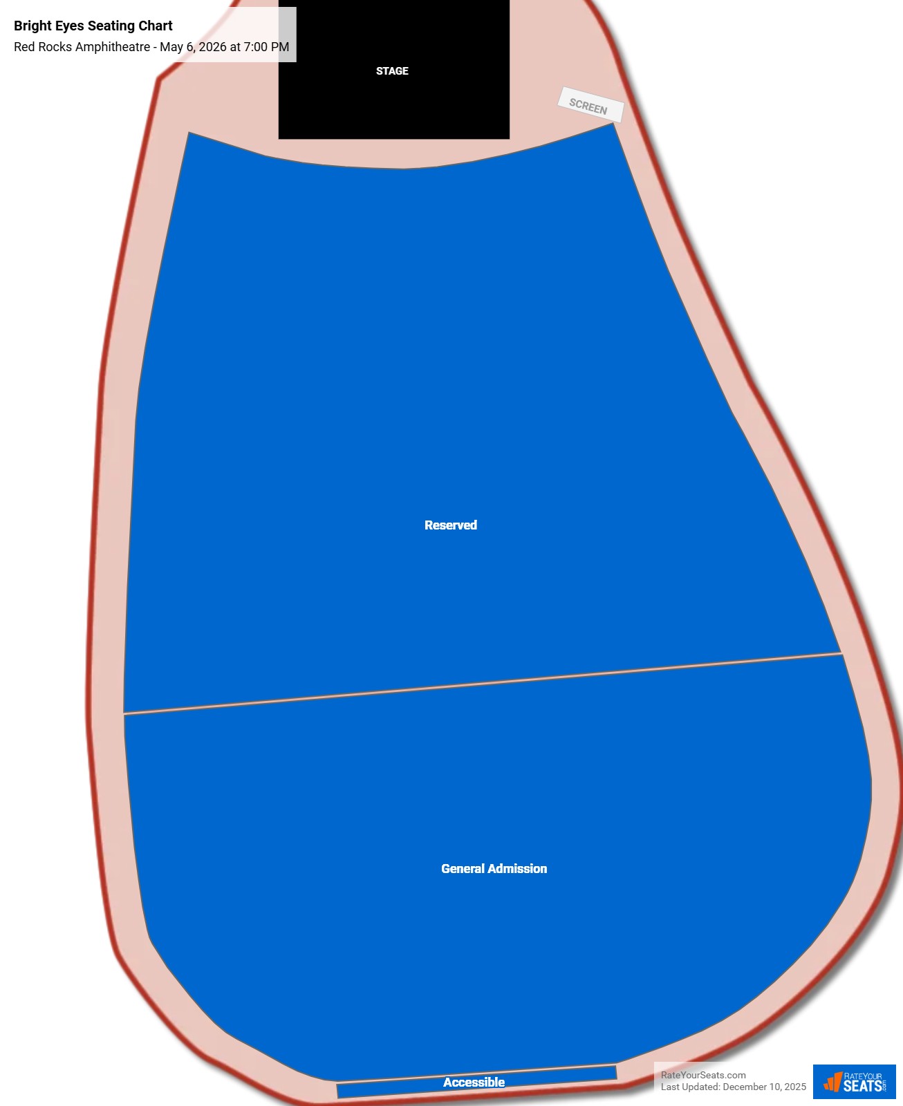 Bright Eyes seating chart Red Rocks Amphitheatre