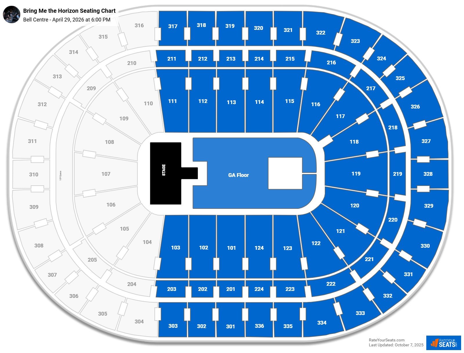 Bring Me the Horizon seating chart Bell Centre